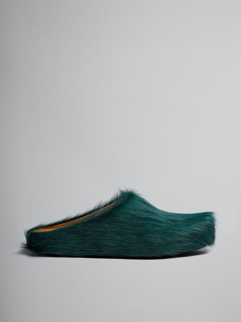 SEA GREEN LONG-HAIR CALFSKIN FUSSBETT SABOT - 1