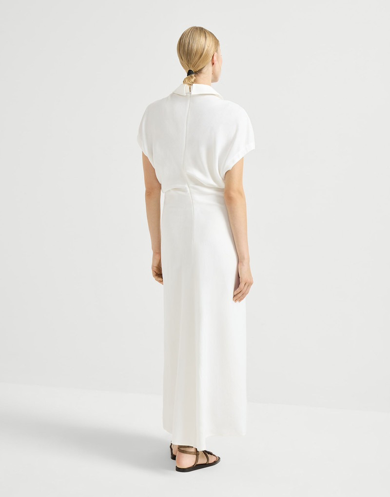 Viscose and linen fluid twill dress with monili 3