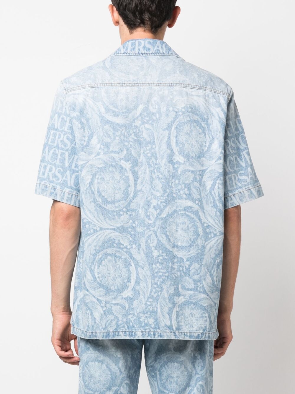 Allover logo-print denim shirt - 4