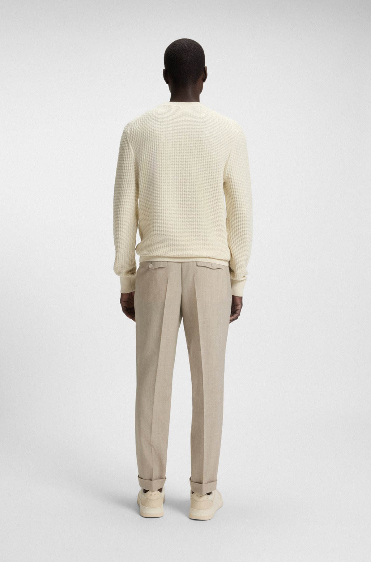 COTTON SWEATER WITH MIXED STRUCTURES - 5