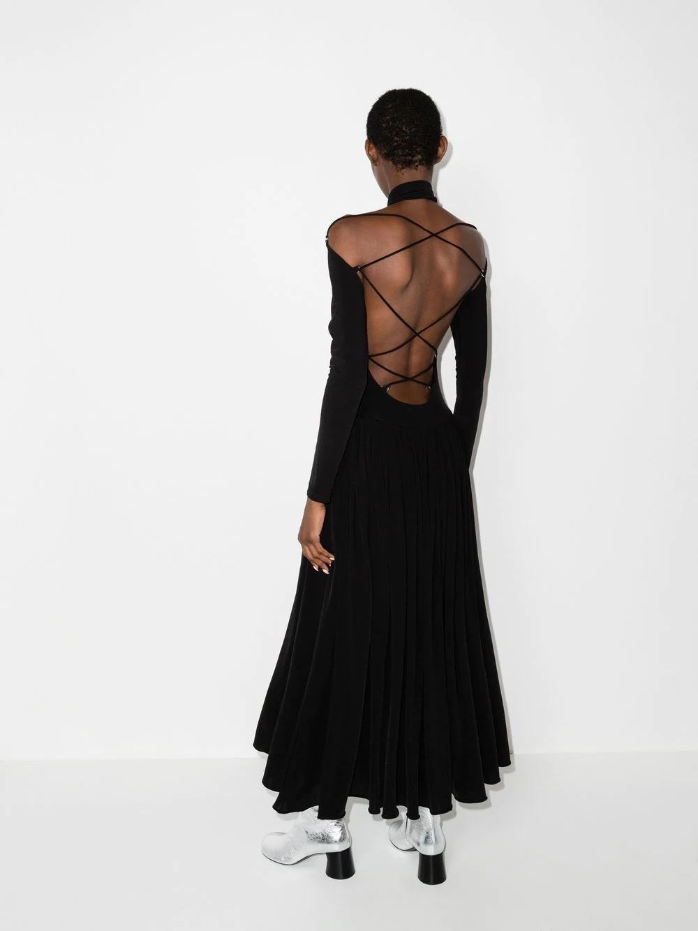 cold-shoulder long-sleeve dress - 3