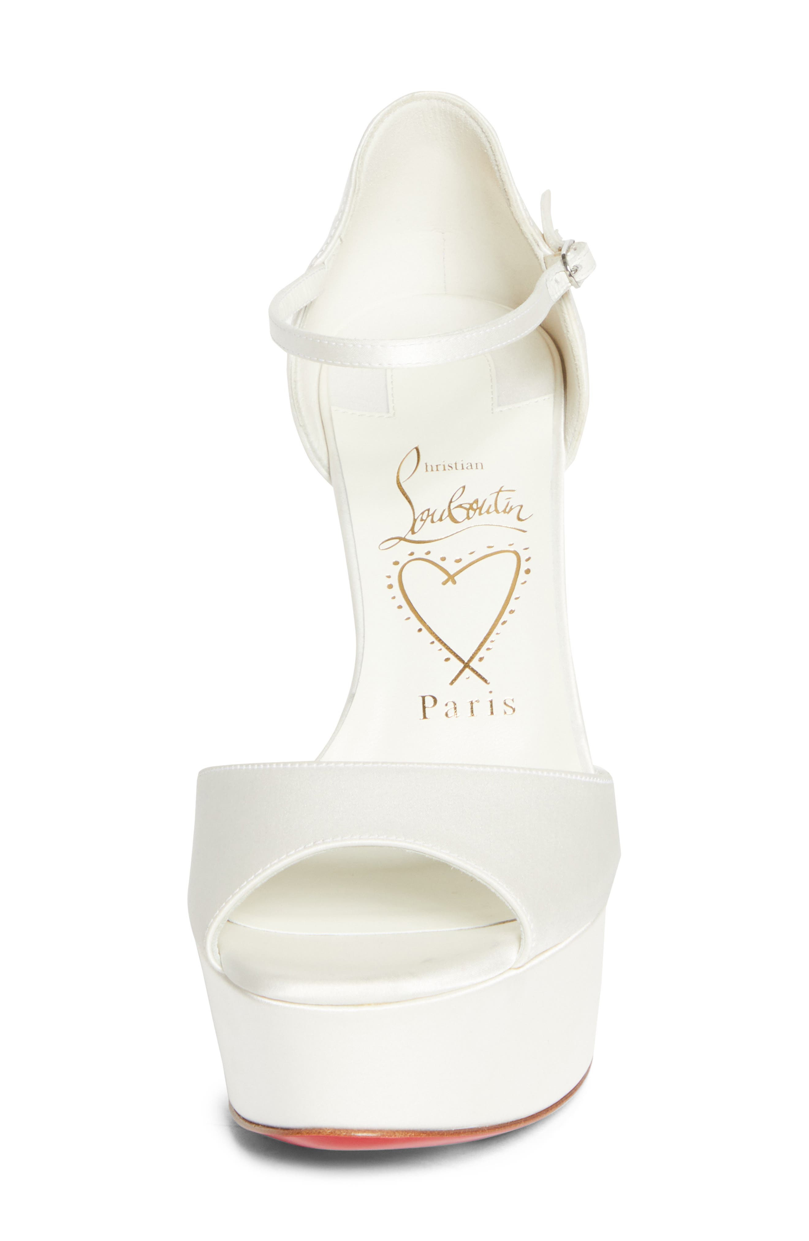 Christian Louboutin Sandaloo Silk Satin Platform Sandal in W446 Ivory/lin Snow at Nordstrom - 4