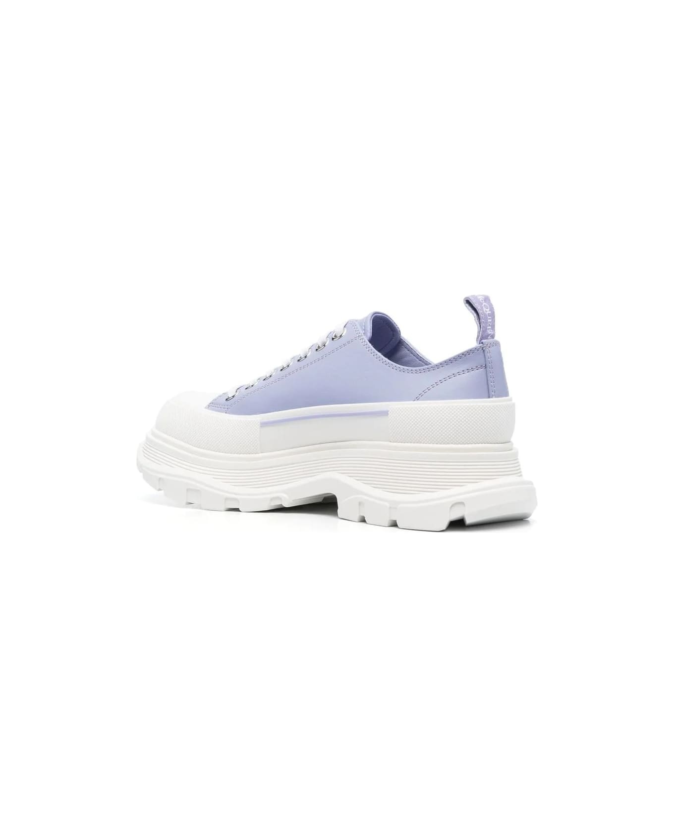 Lilac And White Tread Slick Laced Shoes - 3