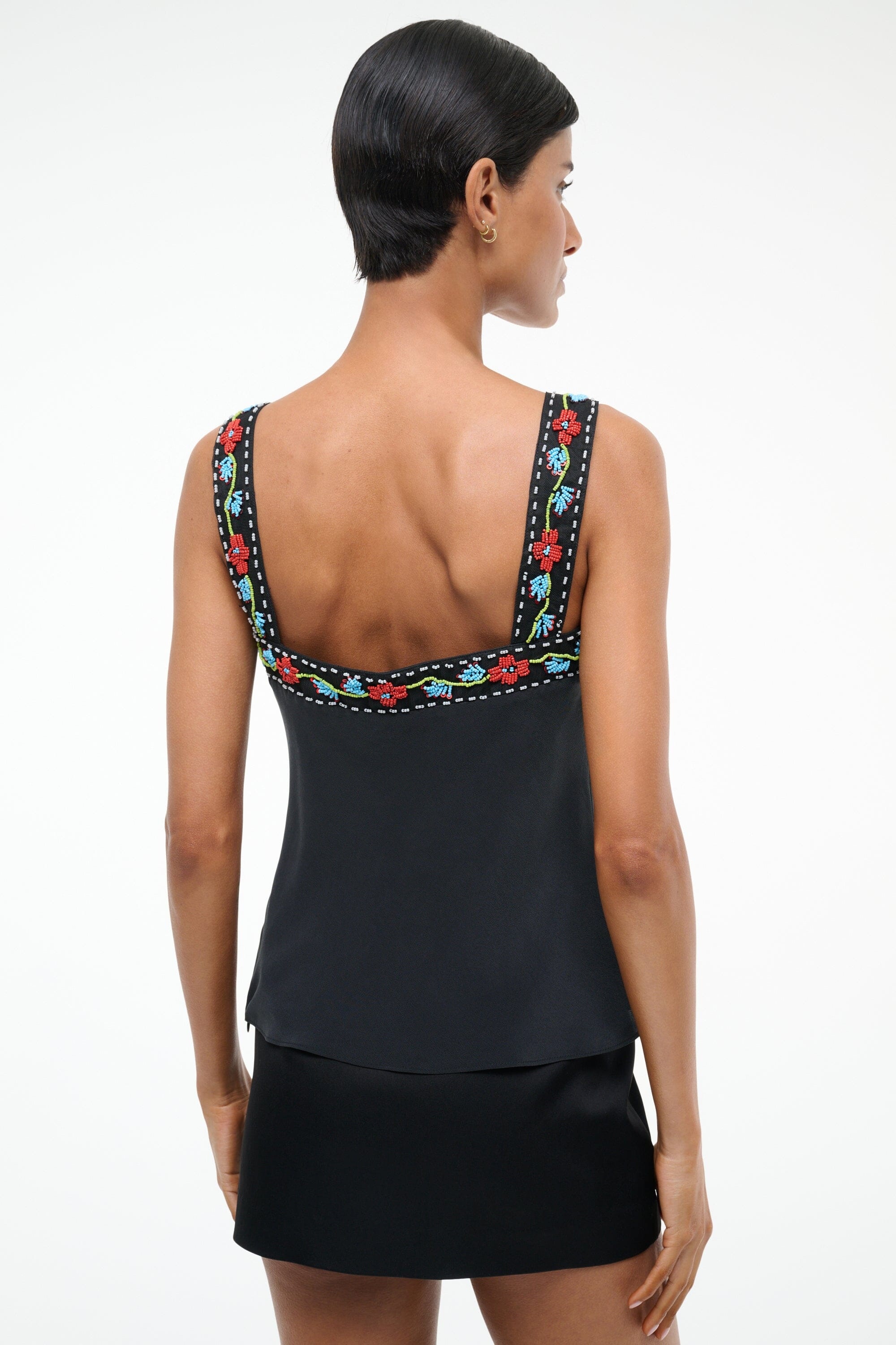 STAUD VERONICA SILK TOP BLACK - 6