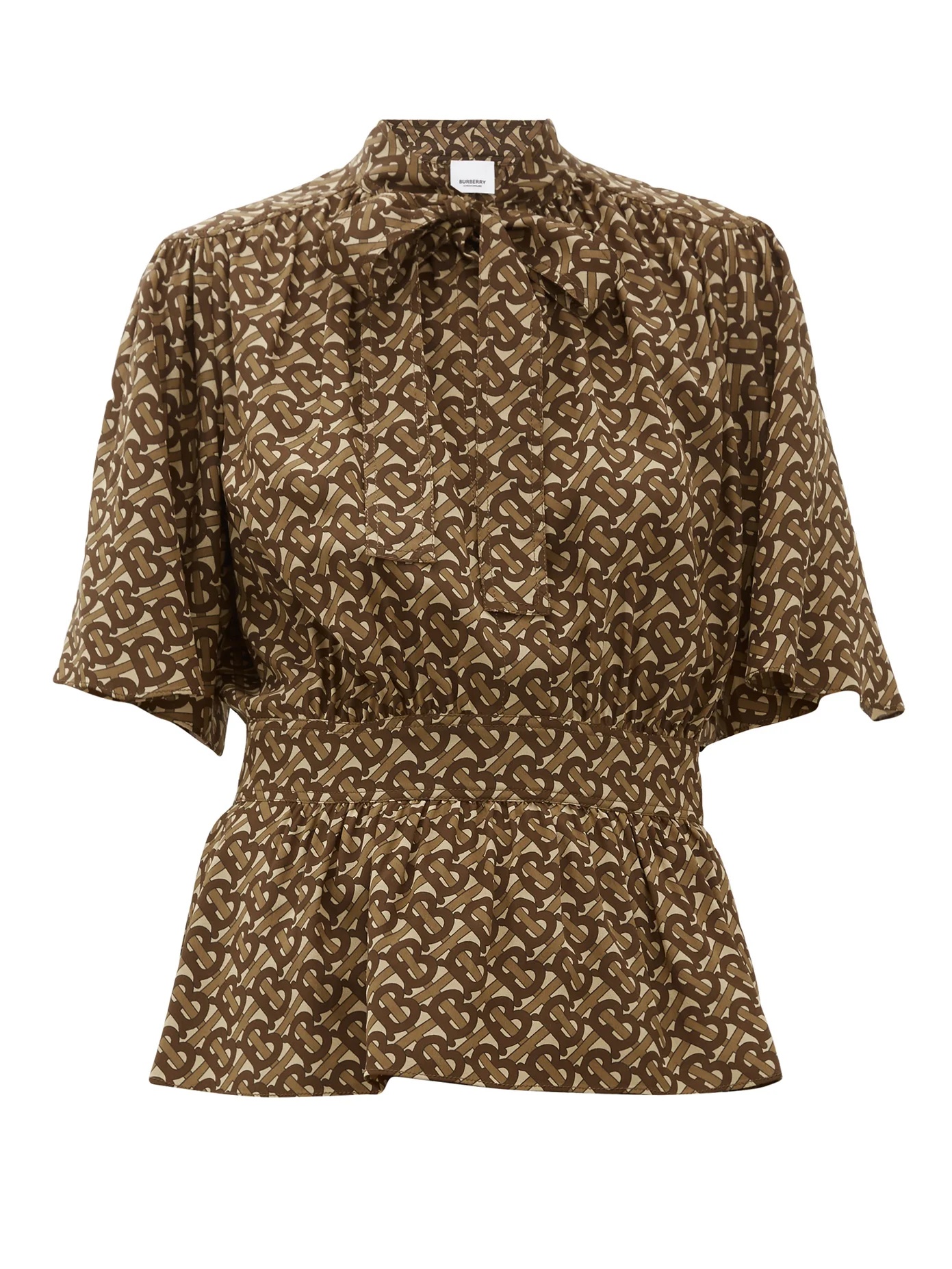 Monogram-print silk blouse - 1