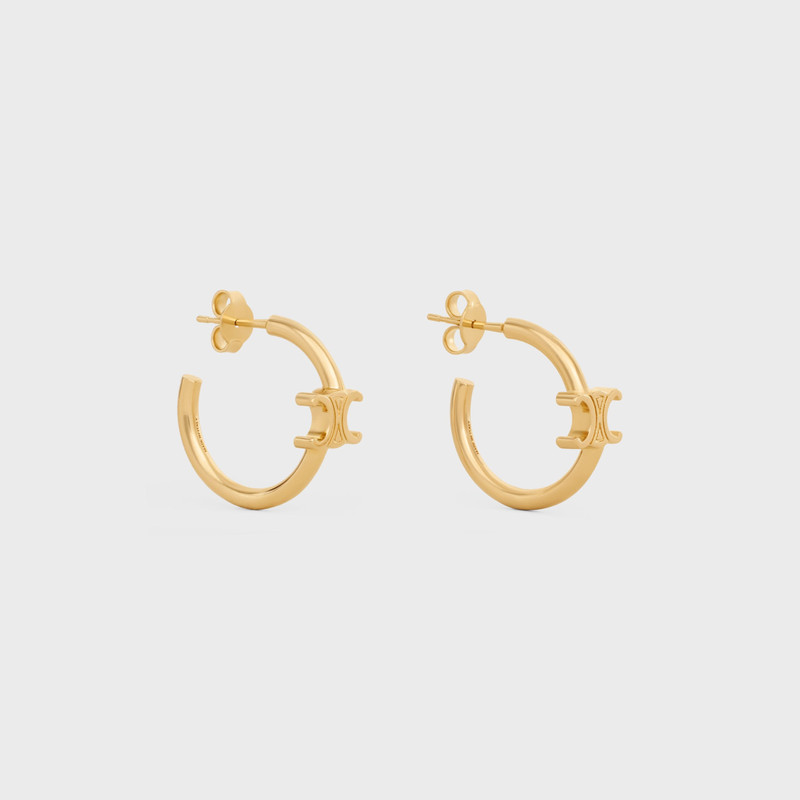 CELINE Triomphe Asymmetric Hoops in Brass with Gold Finish outlook