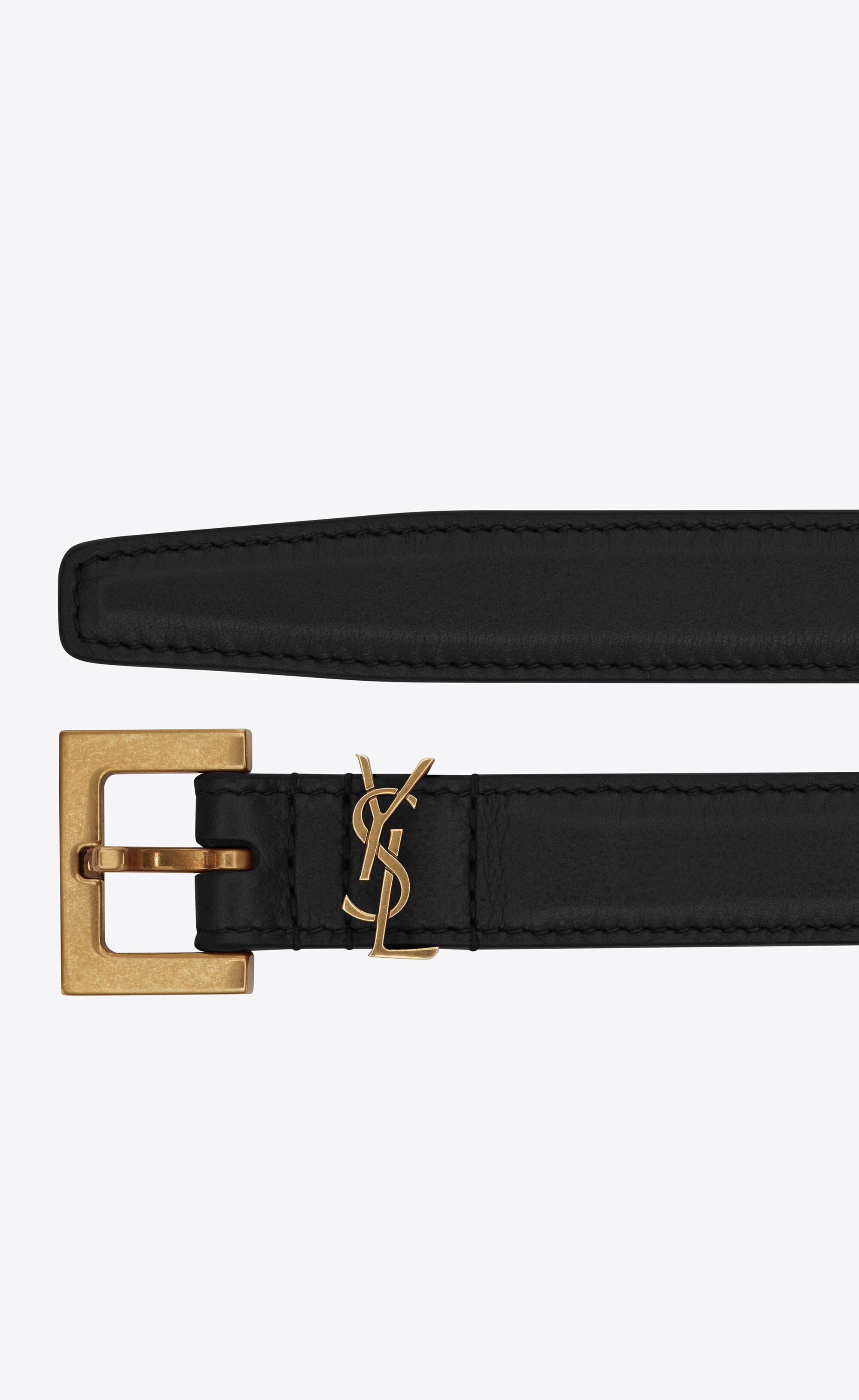 narrow monogram belt with square buckle in lacquered leather - 2
