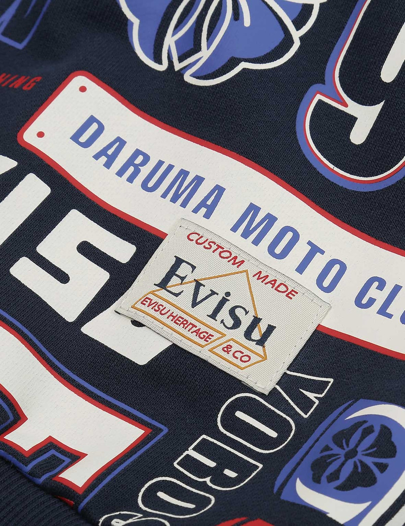 ALLOVER DARUMA AND SLOGAN PRINT HOODED SWEATSHIRT 9