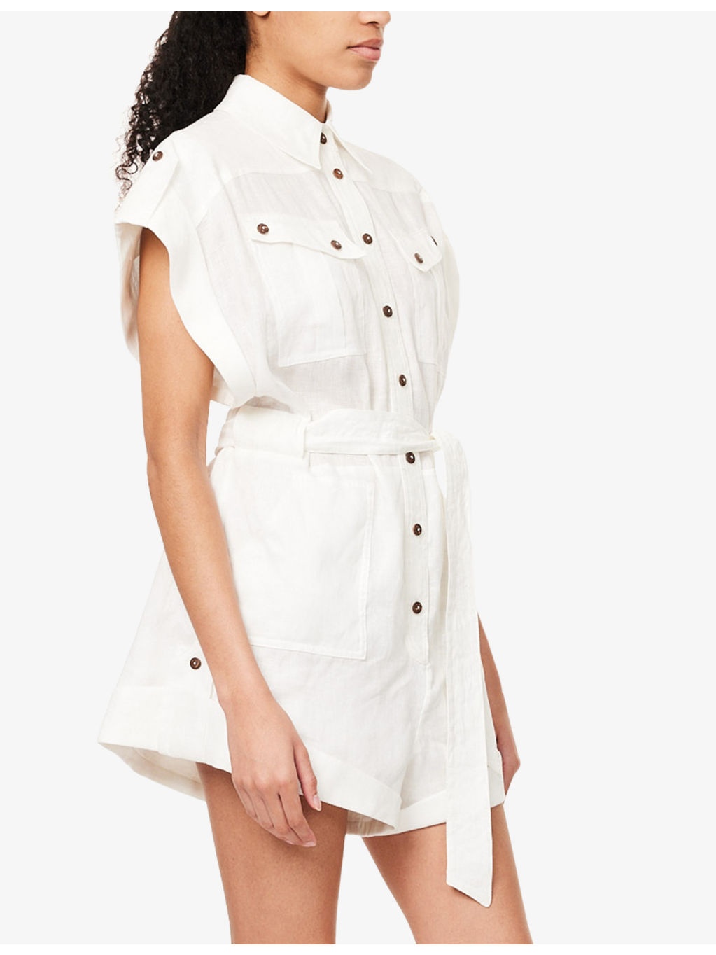 Rhiannon Belted Linen Playsuit - 3