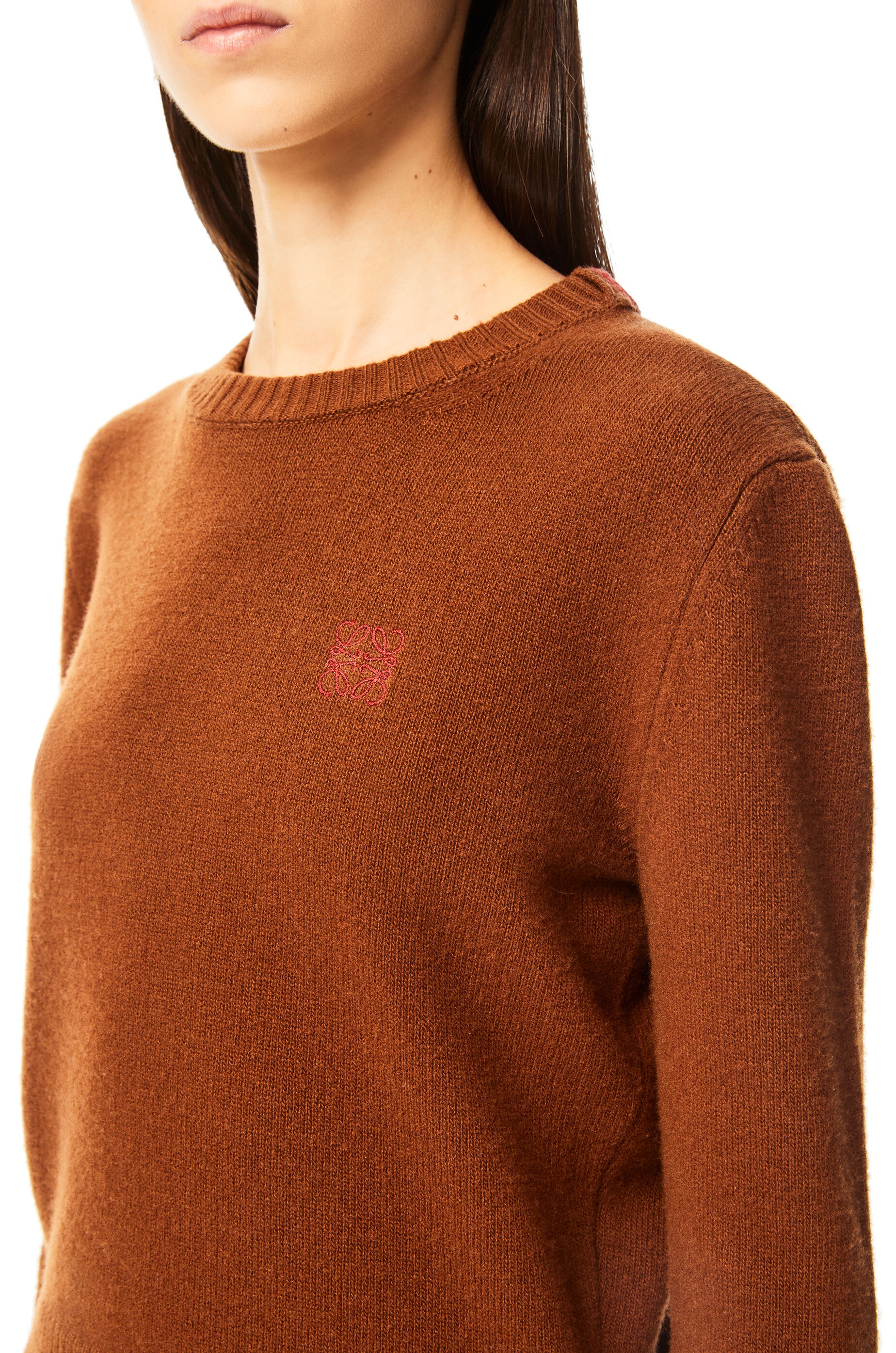 Anagram embroidered cropped sweater in wool - 5