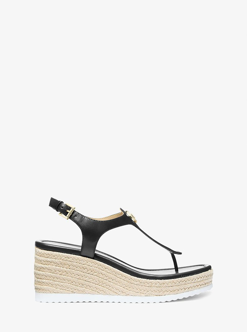 Val Leather Thong Wedge Sandal 1