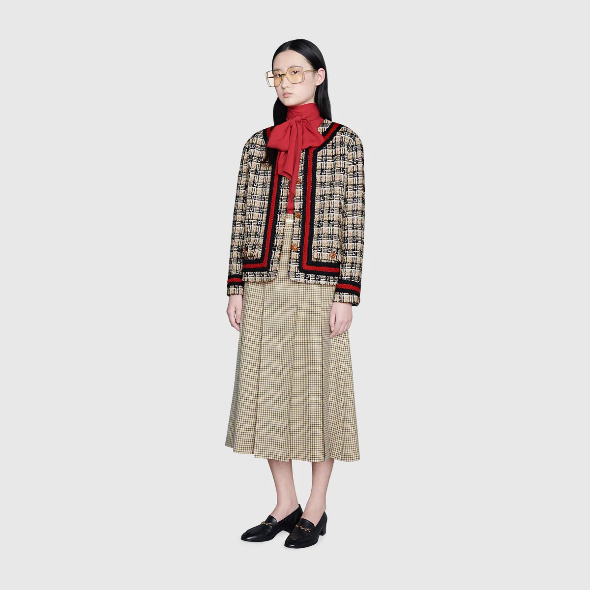 Square G check tweed jacket - 2