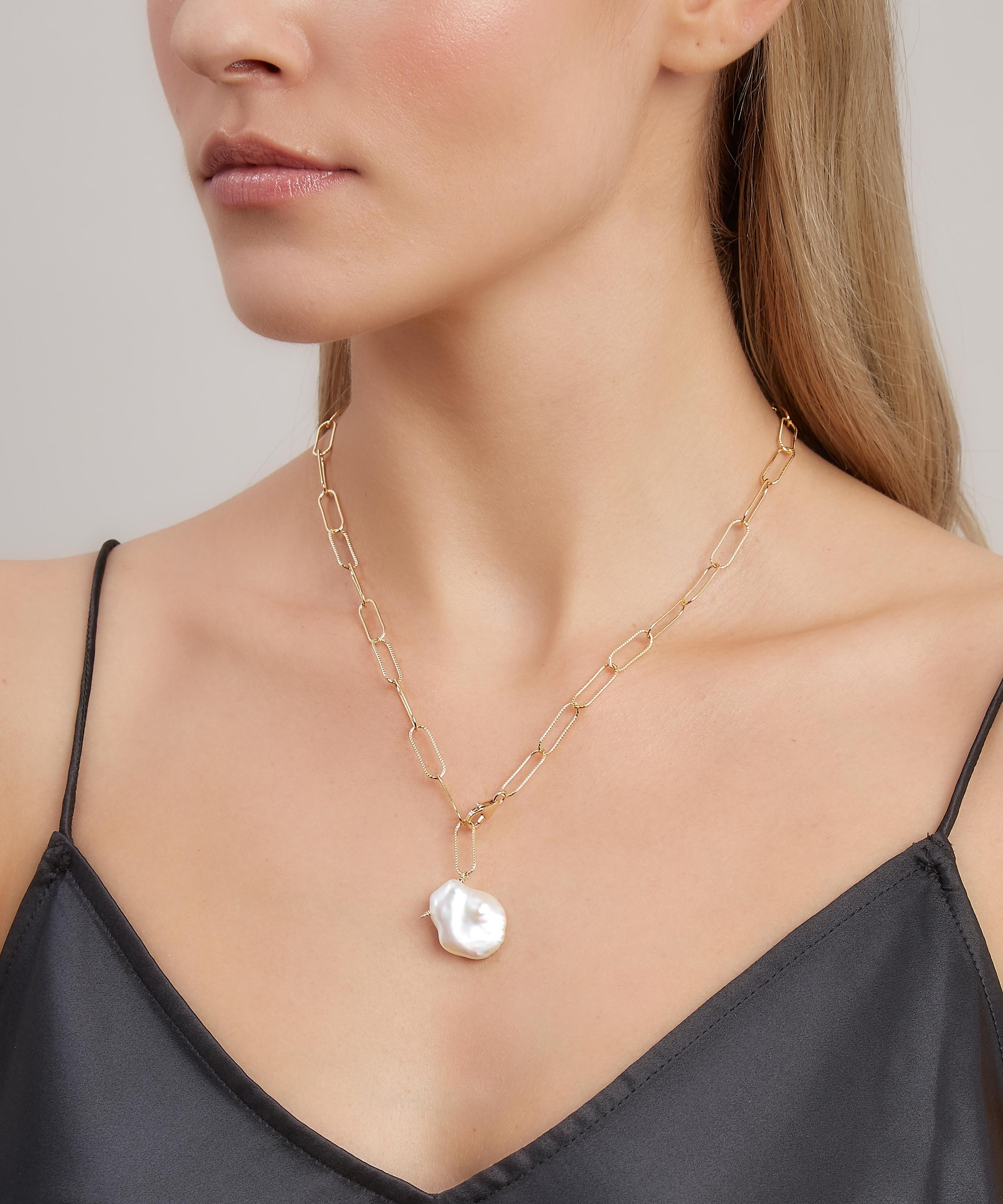 Gold-Plated The Water Bearer Baroque Pearl Pendant Necklace - 2