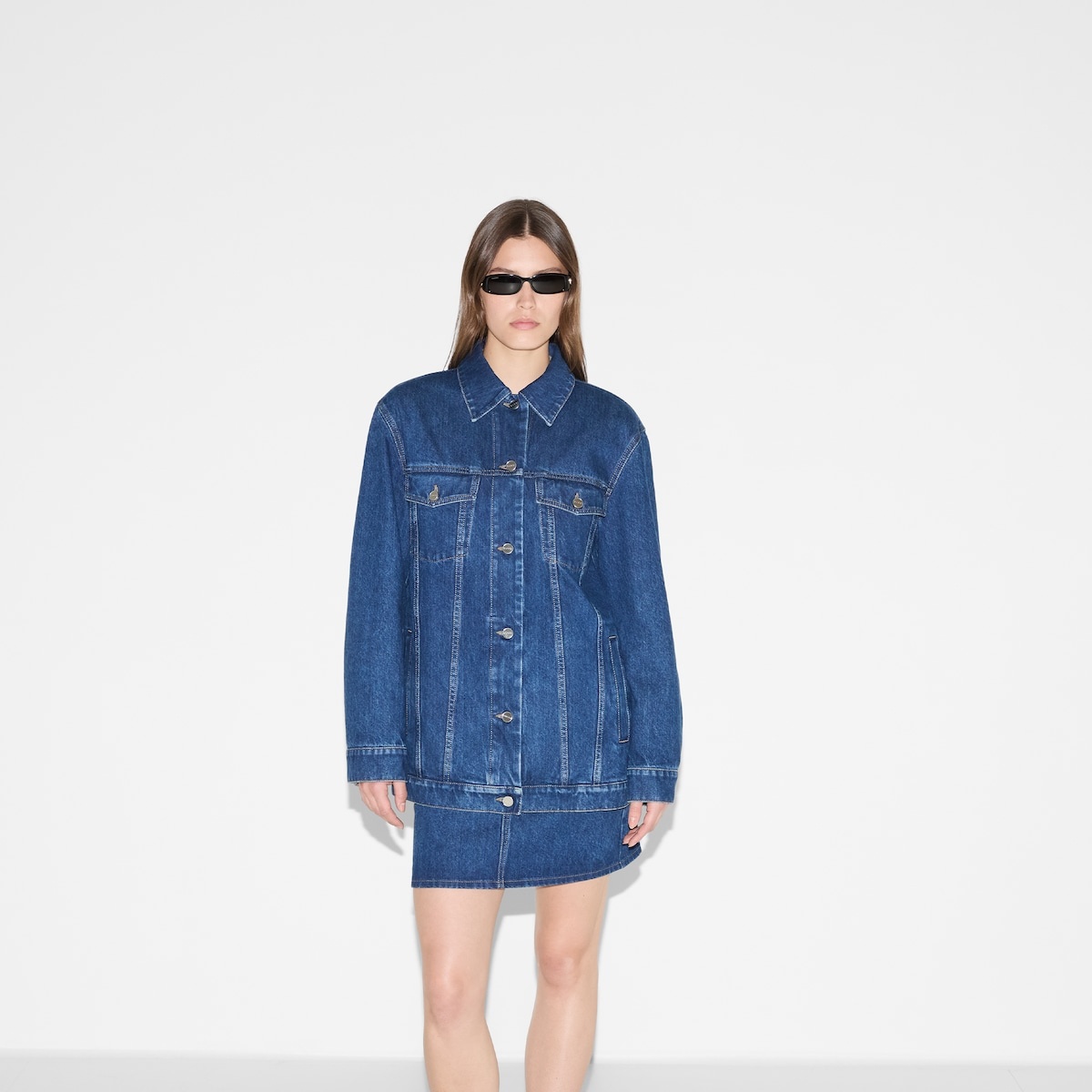 Denim jacket with Gucci print - 3