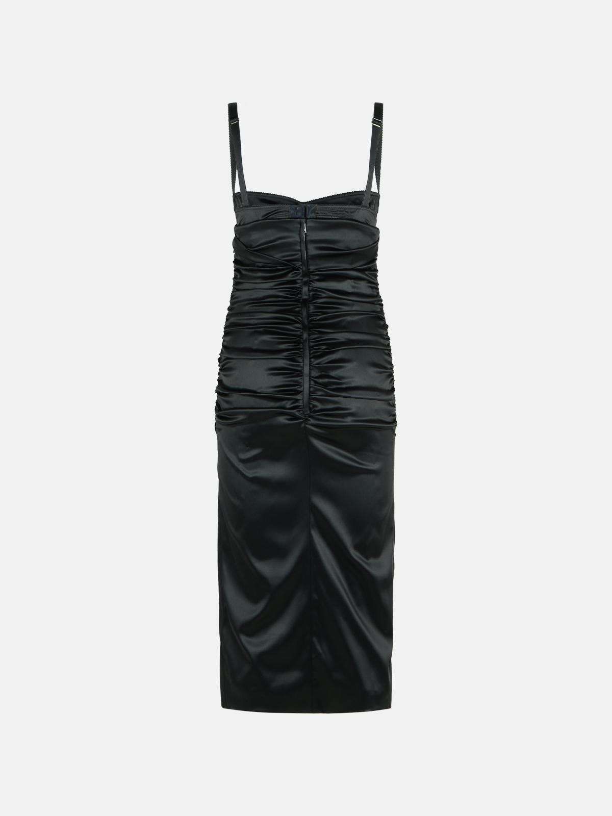 BLACK SILK BLEND DRESS - 3