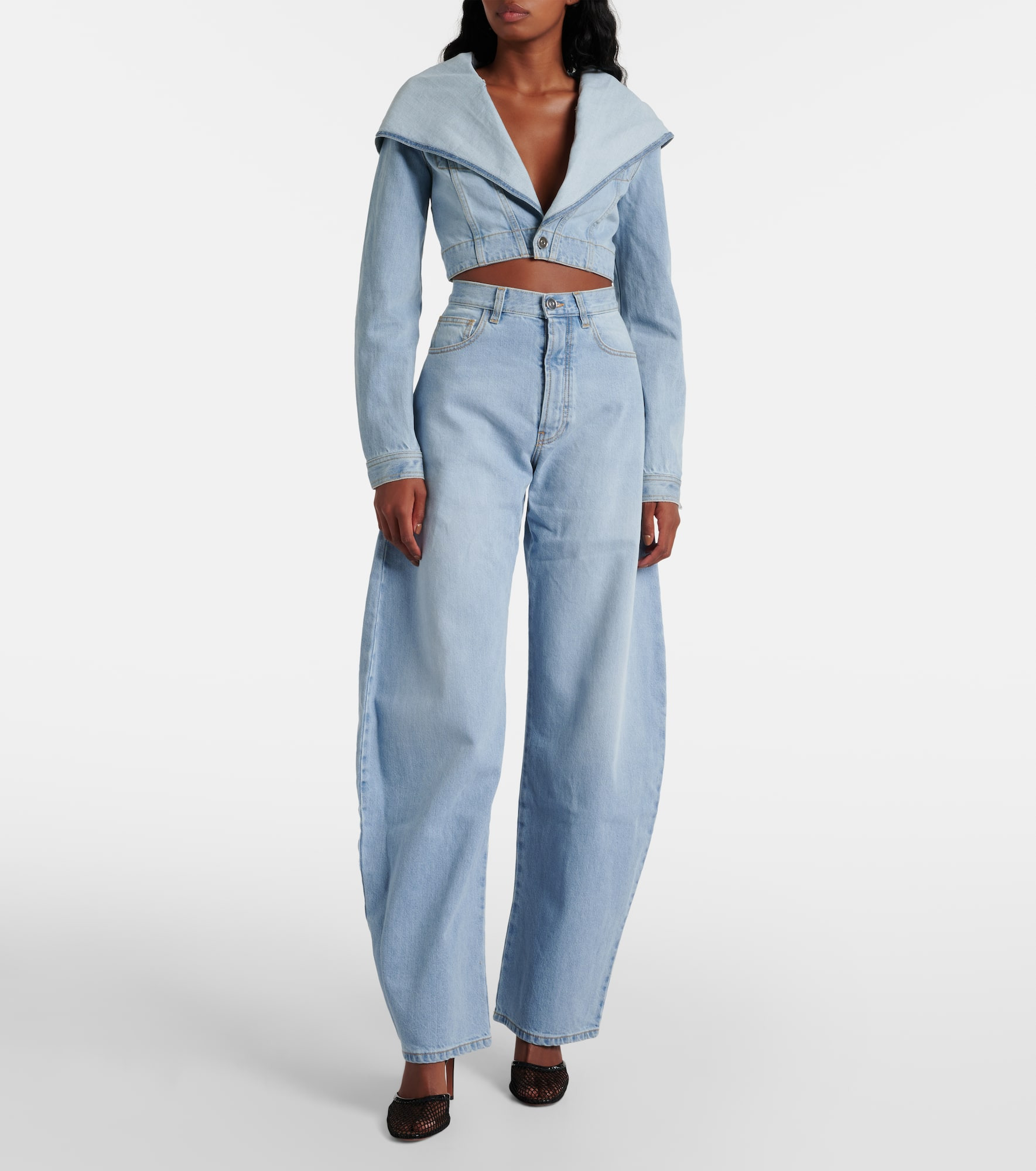 Cropped denim jacket - 2