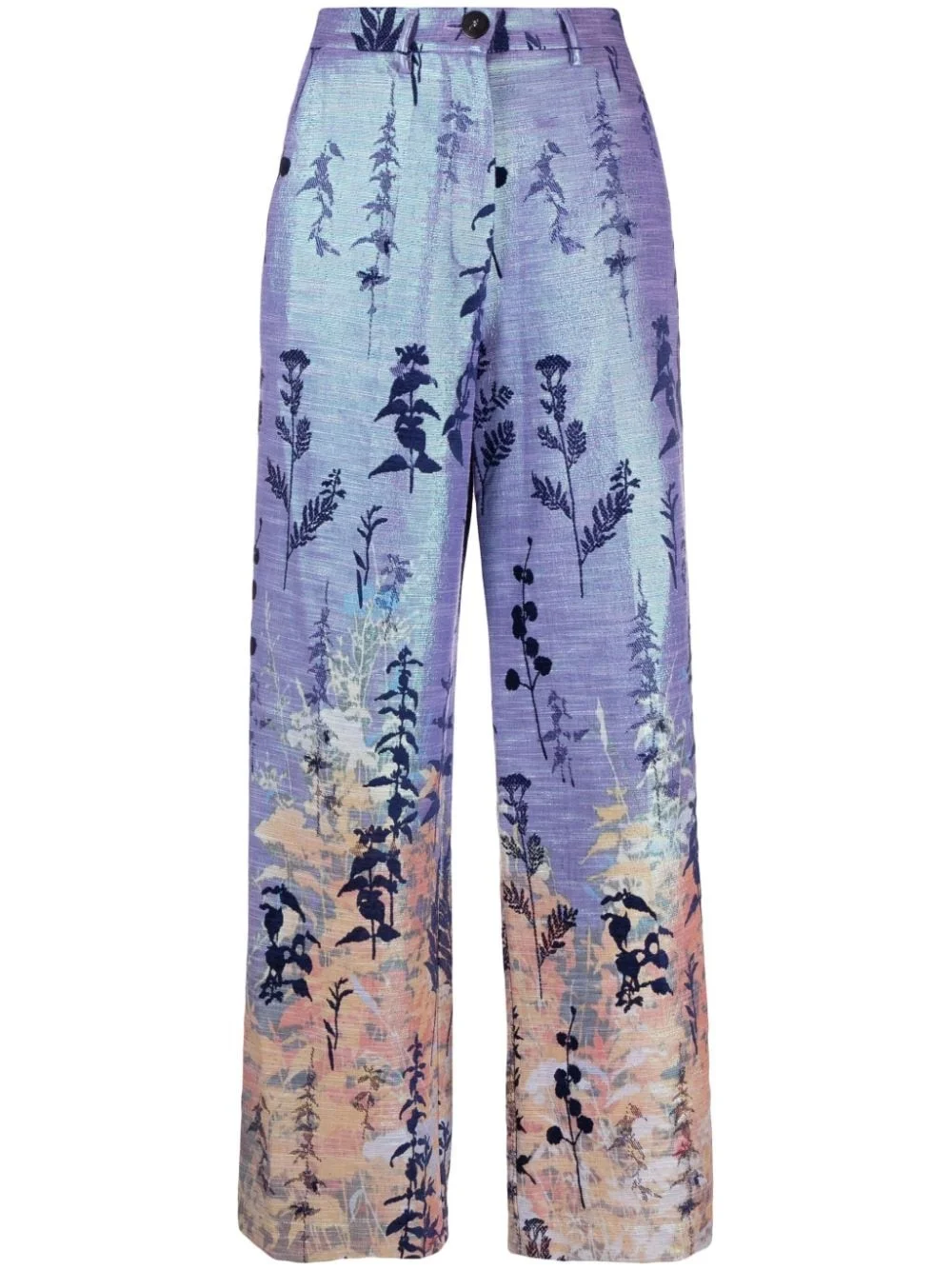 jacquard iridescent high-waist palazzo pants - 1