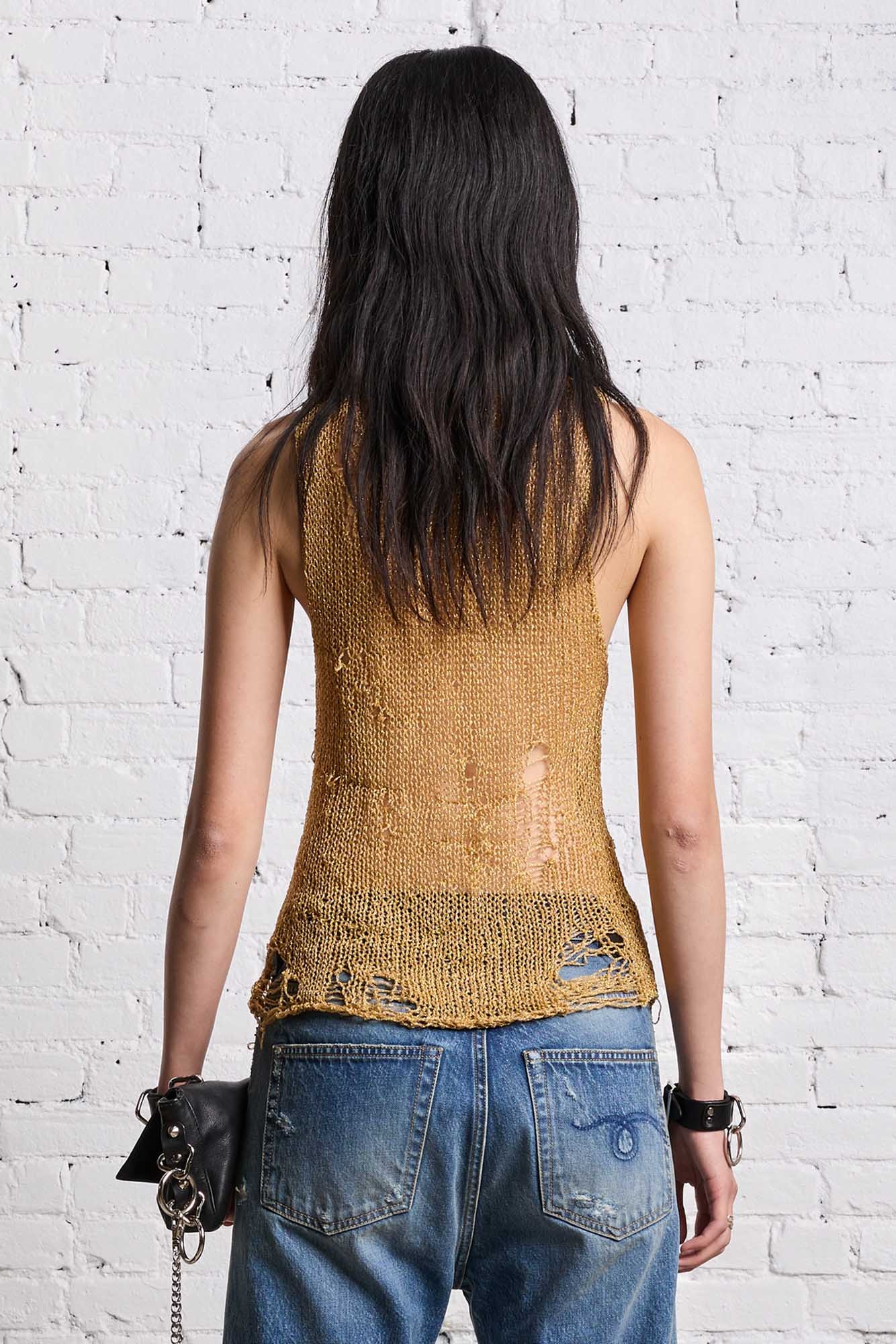 THREADBARE TANK TOP - GOLD - 7