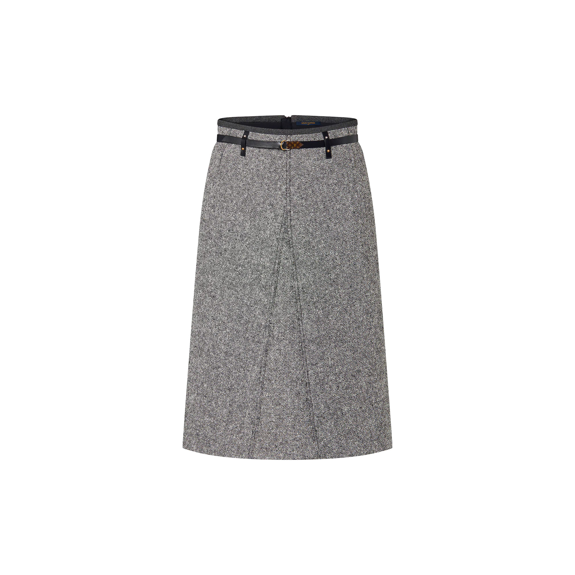 Belted Tweed Midi Skirt - 1