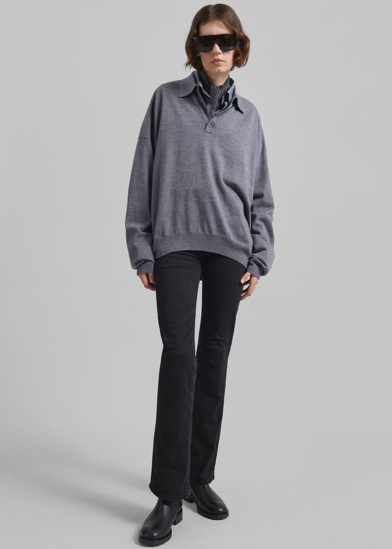 Meriel Wool Polo Sweater - Grey 5