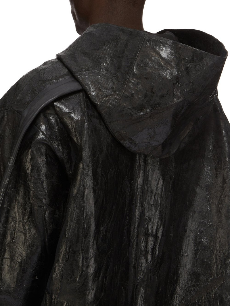 Oversized Wool-Trimmed Painted Distressed Denim Jacket 5