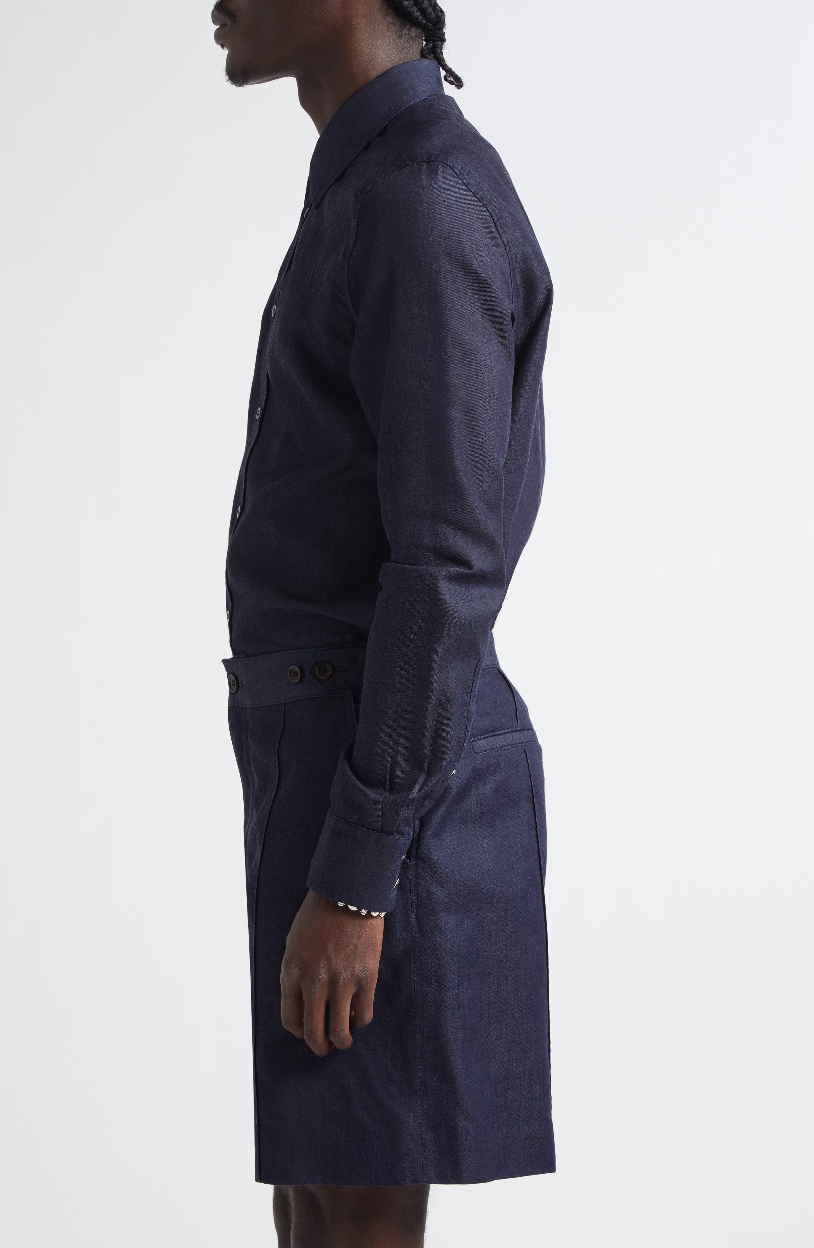 McQueen T-Bar Harness Denim Button-Up Shirt in Indigo at Nordstrom - 4