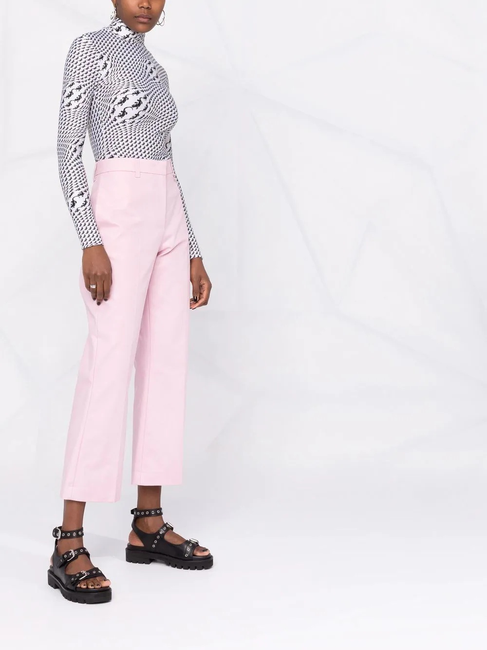 pressed-crease cotton tailored trousers - 6