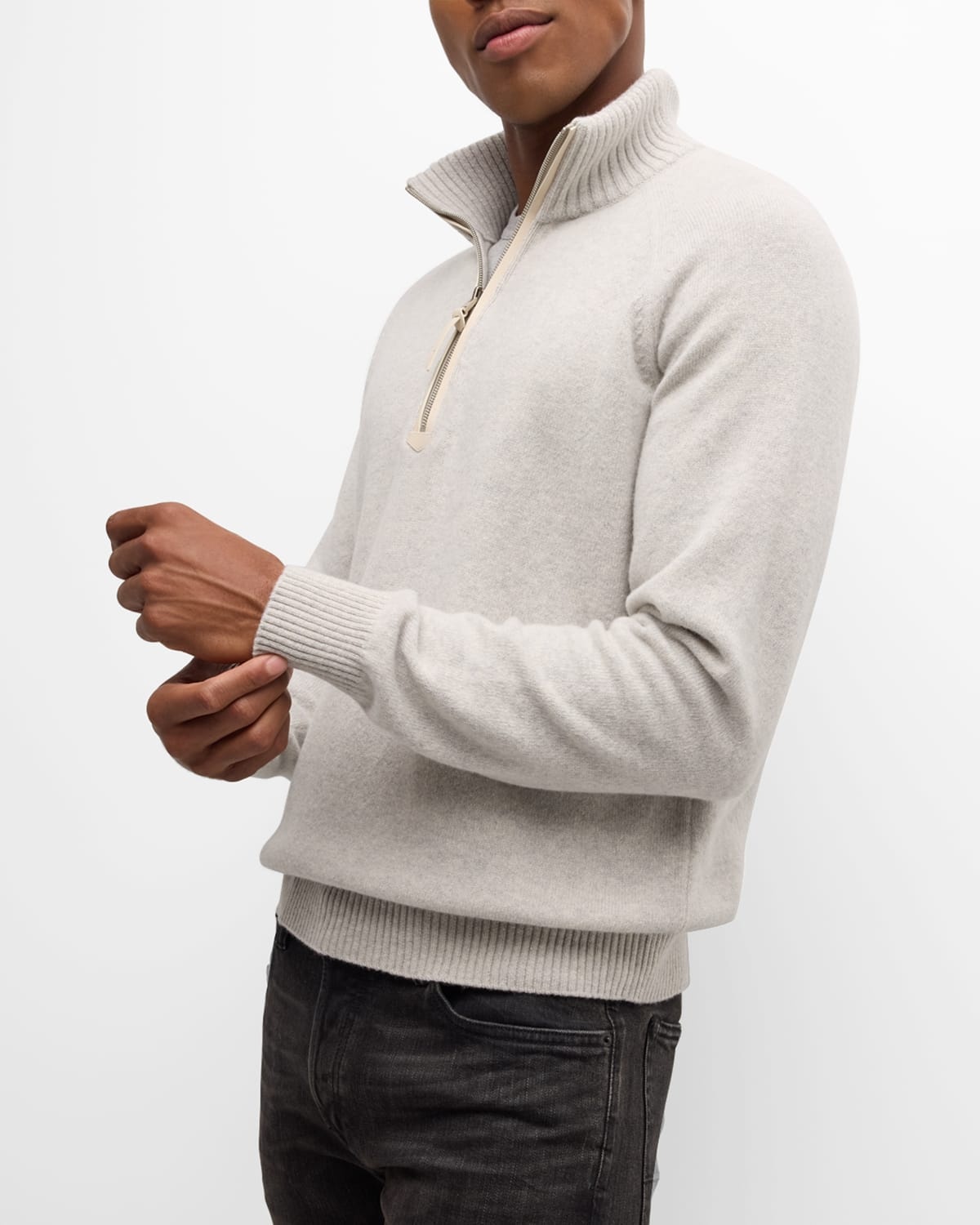 Men's Cashmere Lambswool Half-Zip Sweater - 6