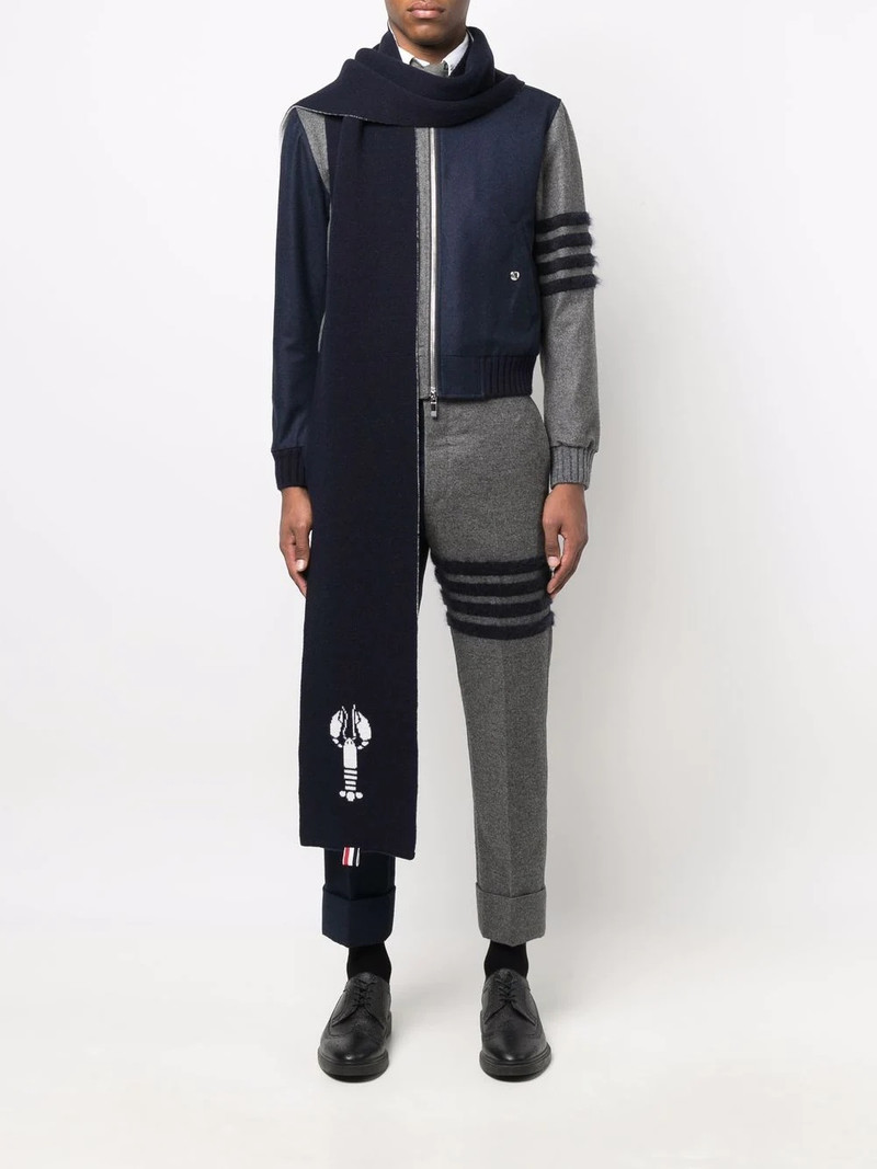 Thom Browne lobster intarsia-knit wool scarf outlook