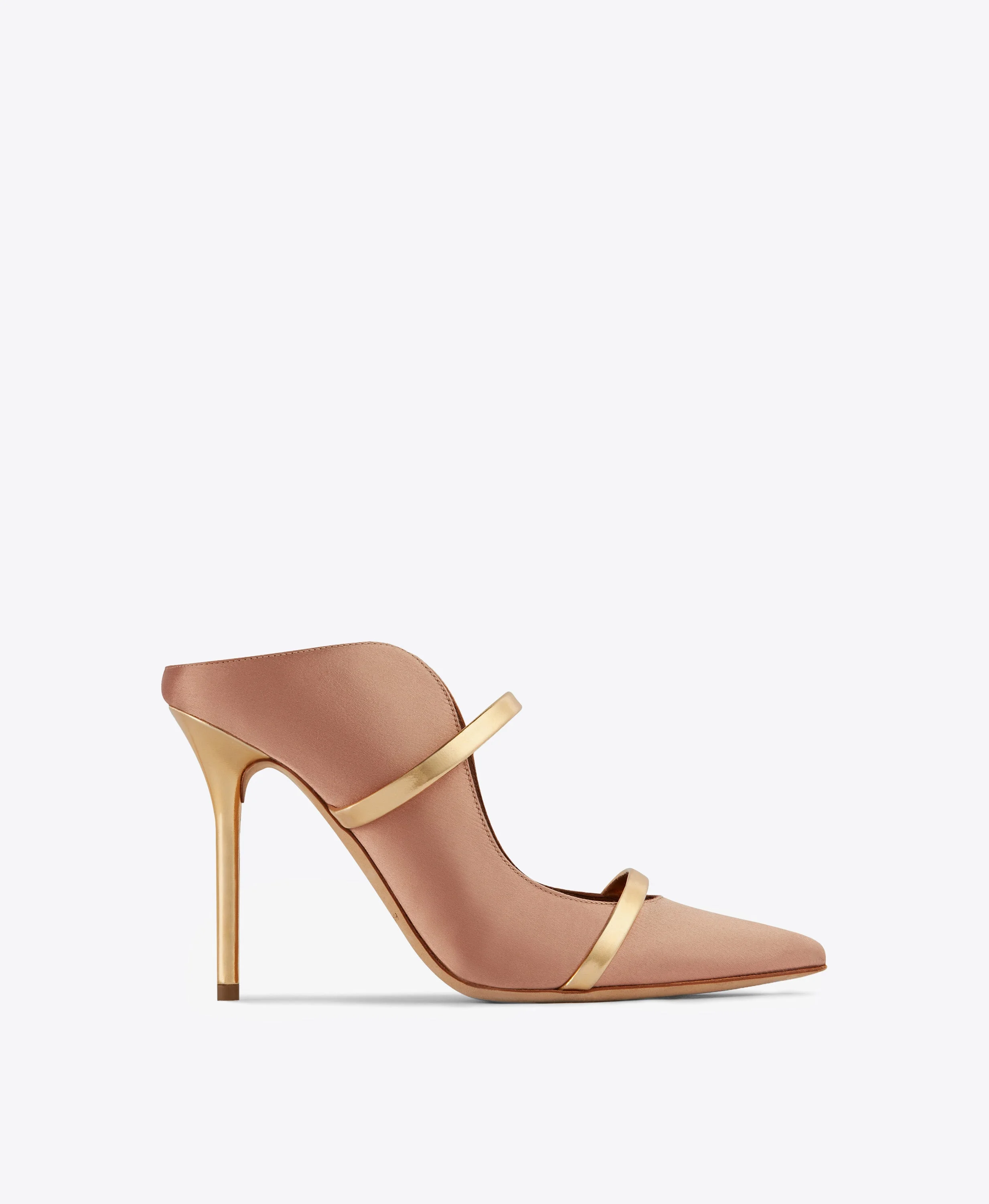 Maureen 100 Blush & Gold Satin Mules - 1