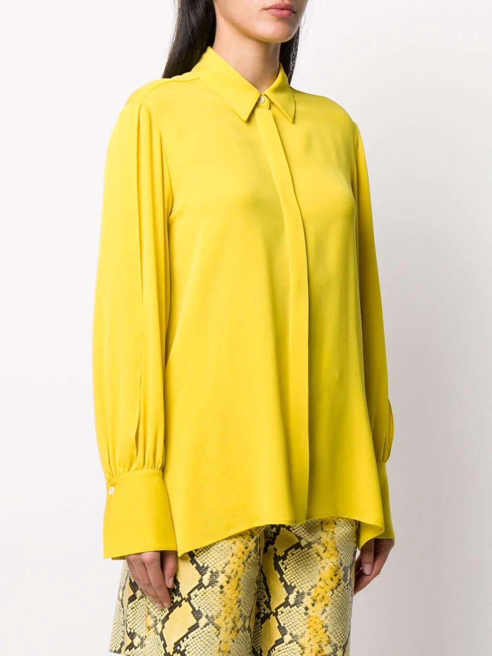 silk long-sleeve flared blouse - 3