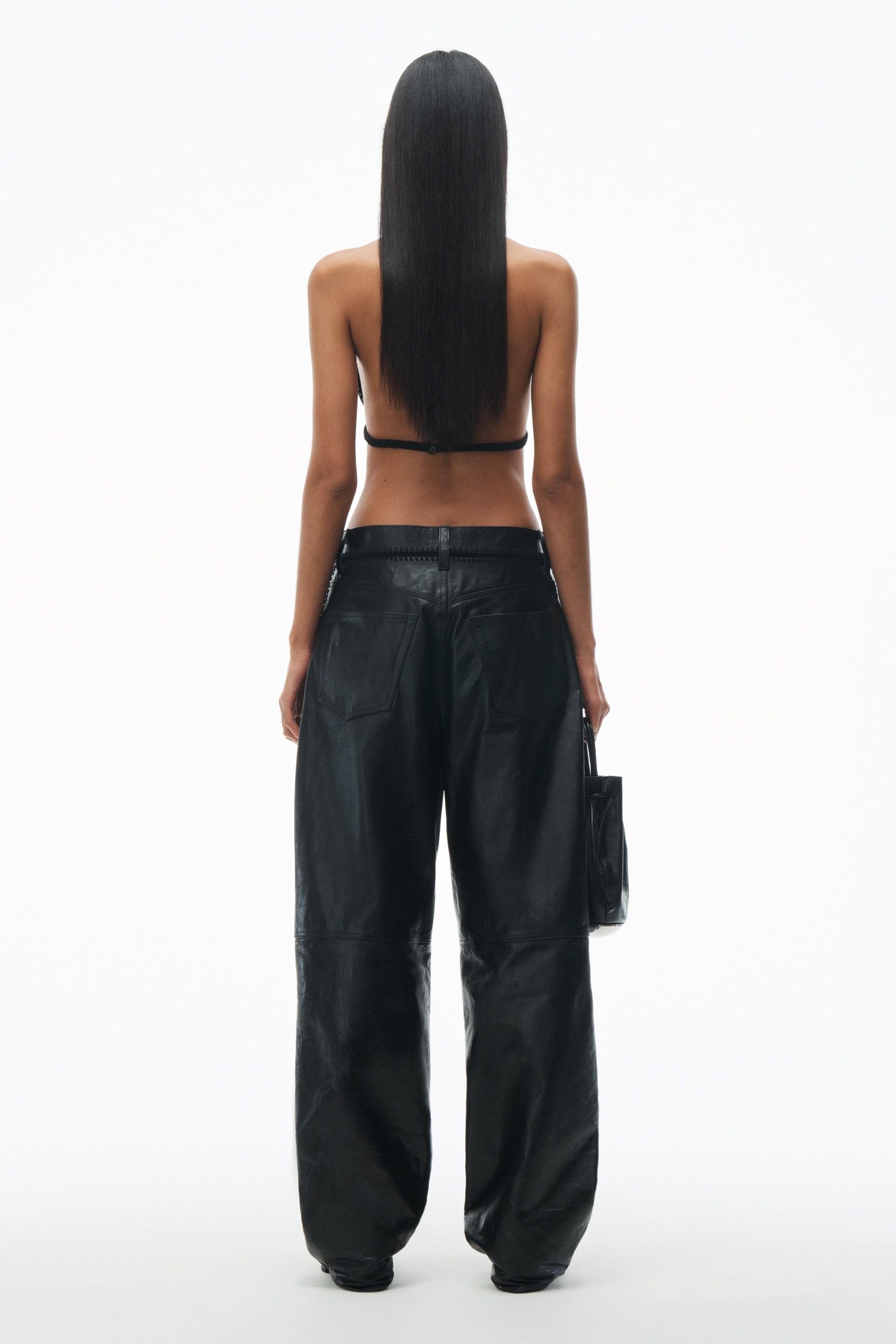 Low Waist Crochet Leather Trouser - 5