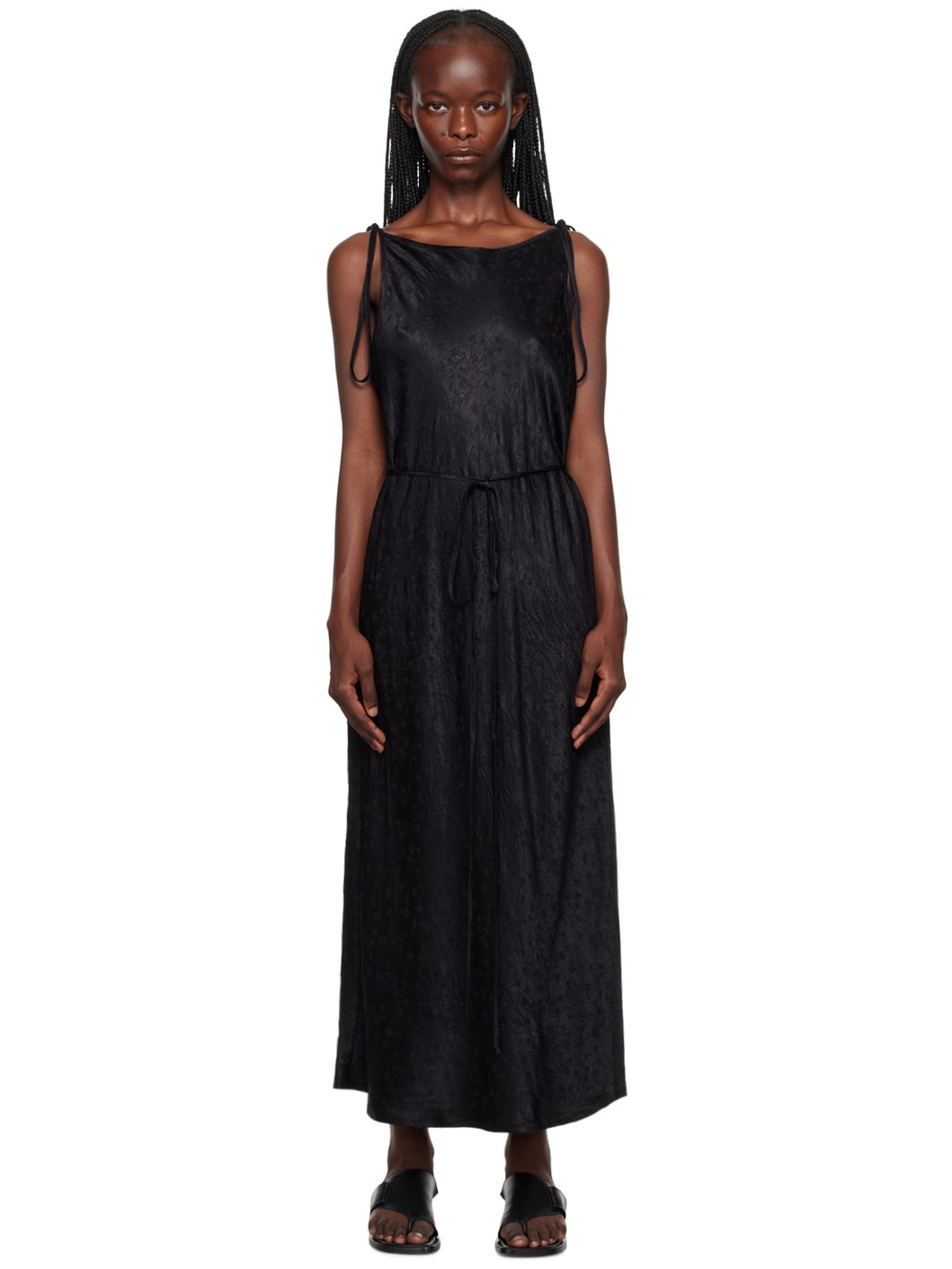 Black Tied Wrap Midi Dress - 1