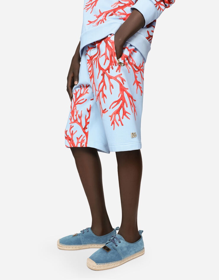 Jersey jogging shorts with coral print - 4
