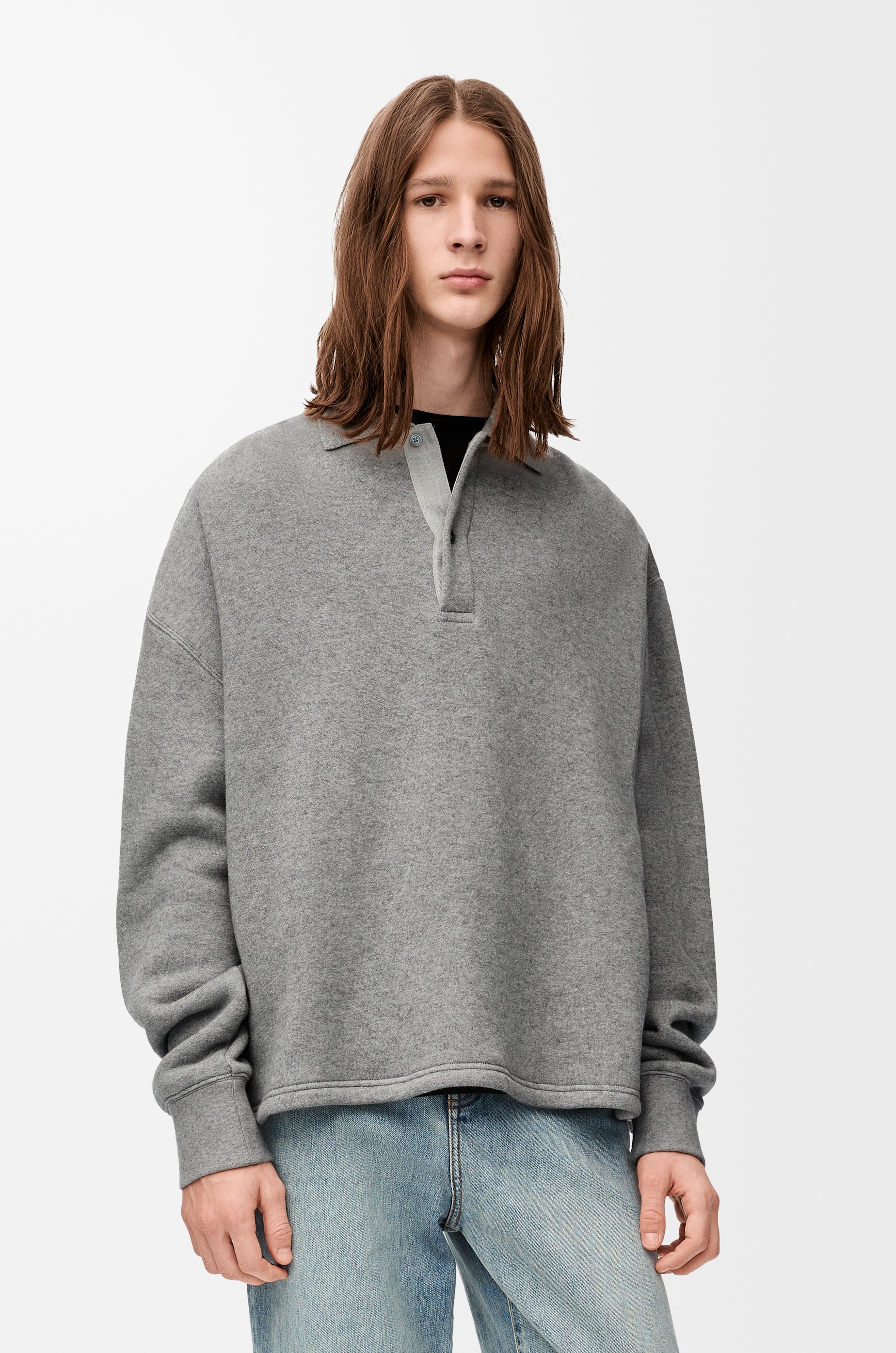 Polo sweatshirt in cotton and cashmere - 3