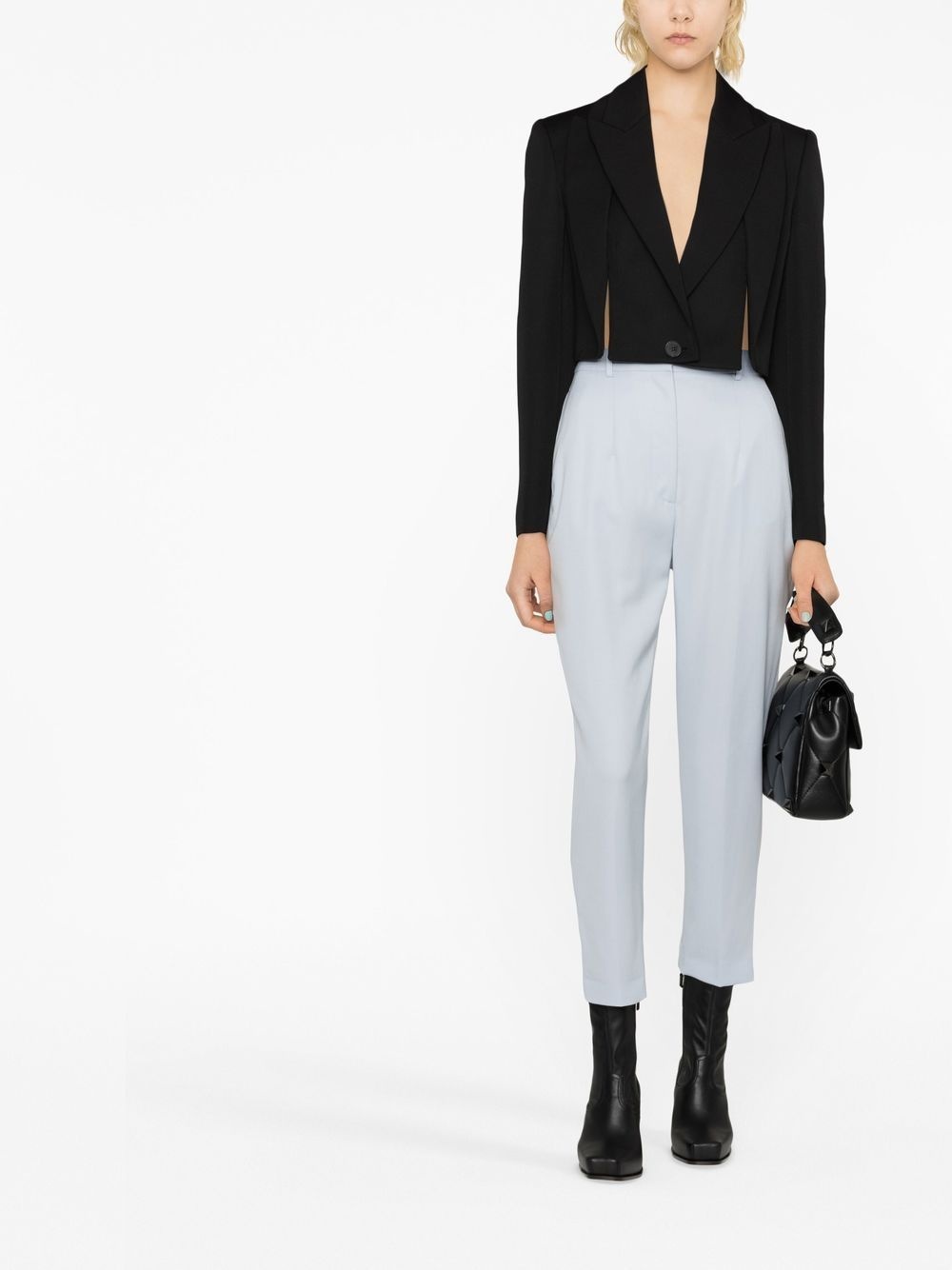 cropped wool blazer - 2