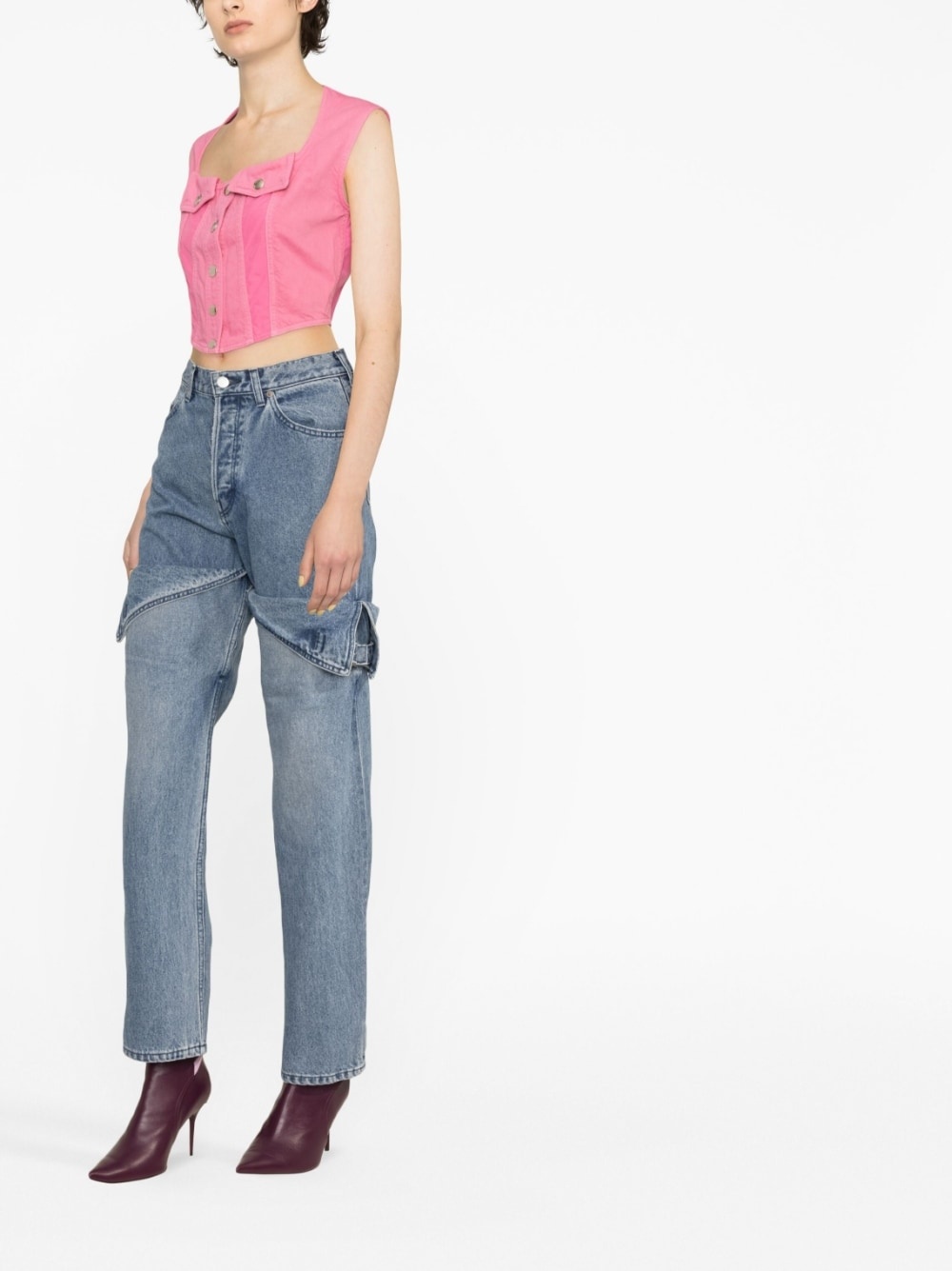 cropped denim top - 4