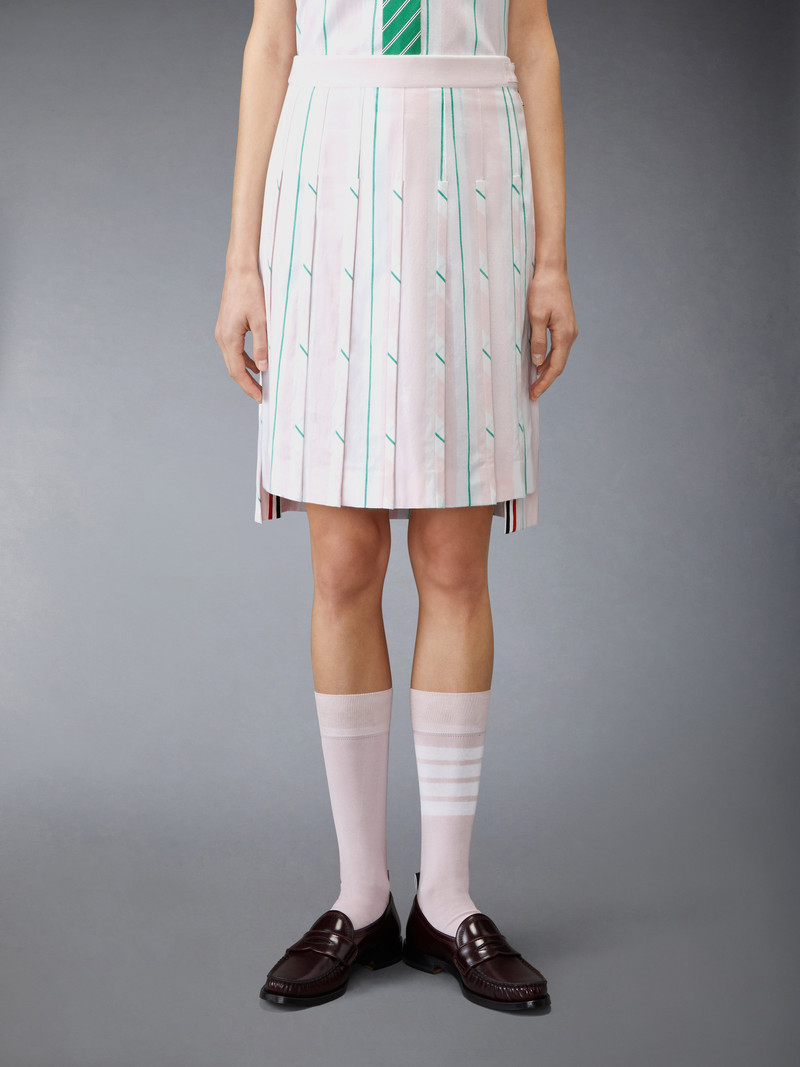 Thom Browne MADRAS COTTON STRIPED PLEATED SKIRT outlook