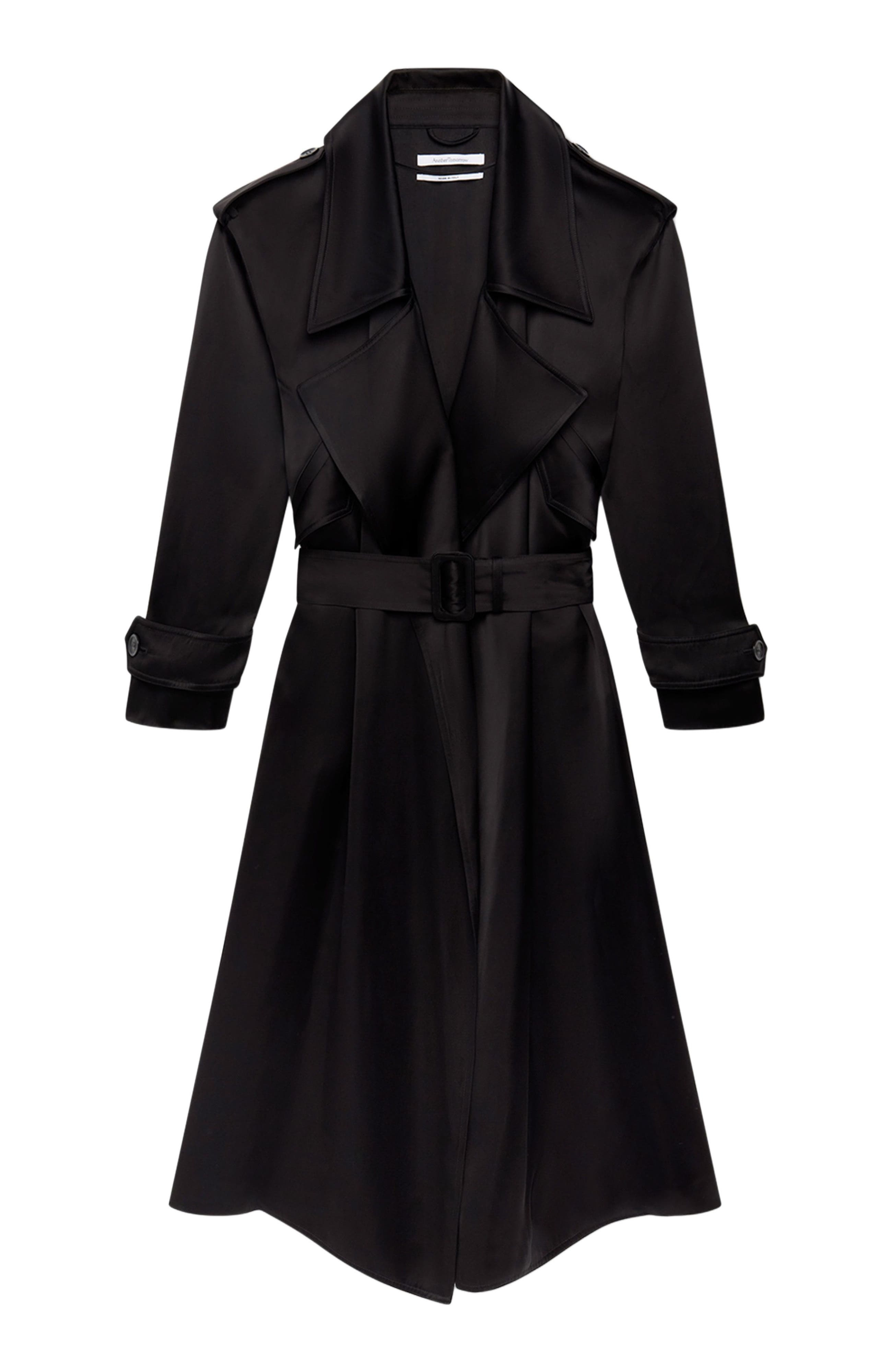 Another Tomorrow Satin Soft Trench in Black at Nordstrom - 5