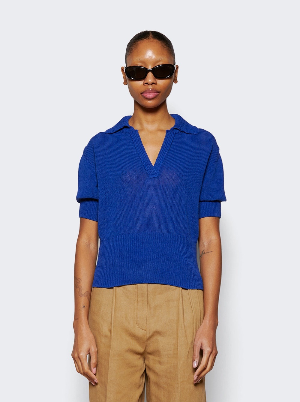 Reeve Cropped Polo Cobalt - 3