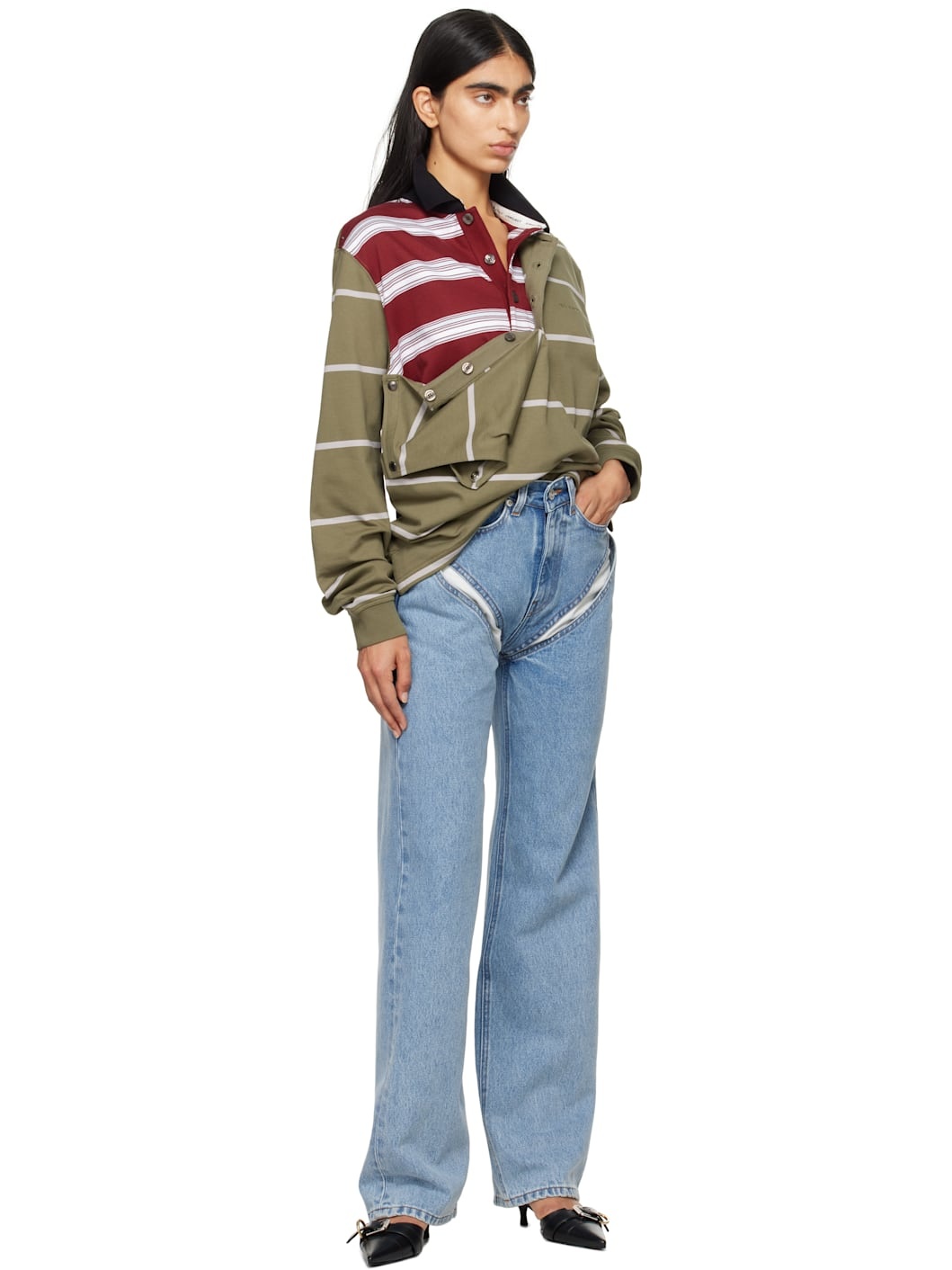 Blue Cut Out Jeans - 4
