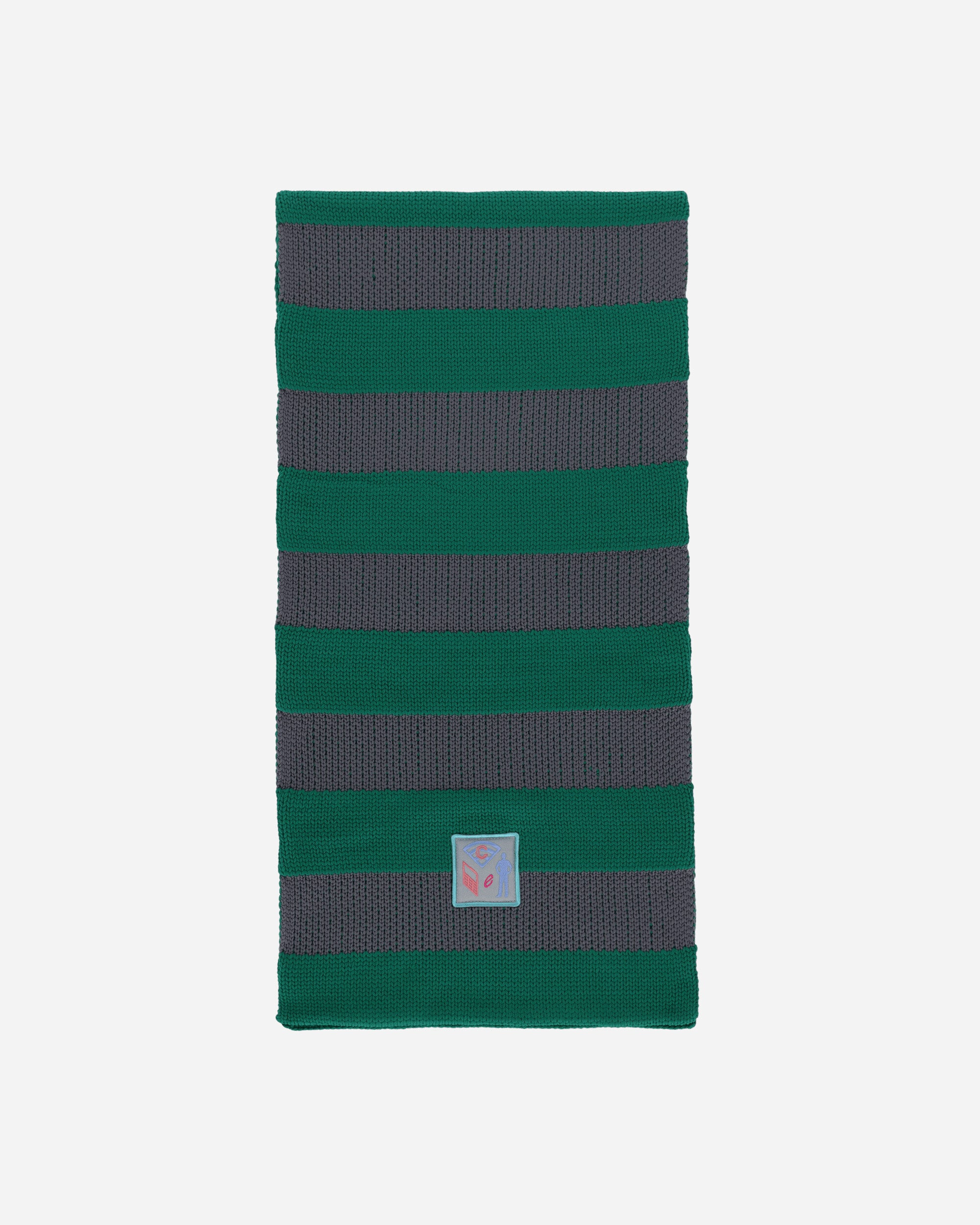 Poly Knit Stripe Scarf Green - 1