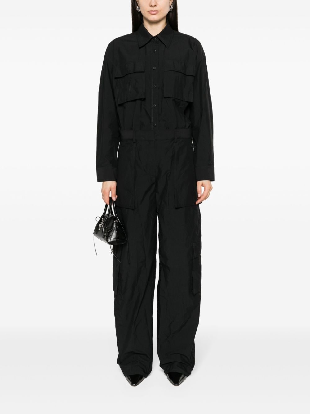button-up ripstop cargo jumpsuit - 2