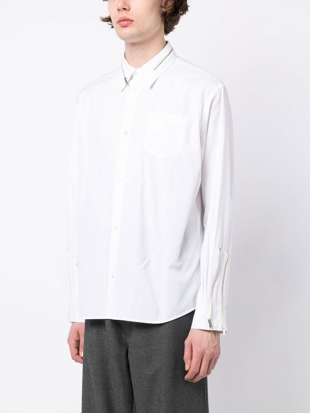 zip-detailing cotton shirt - 3