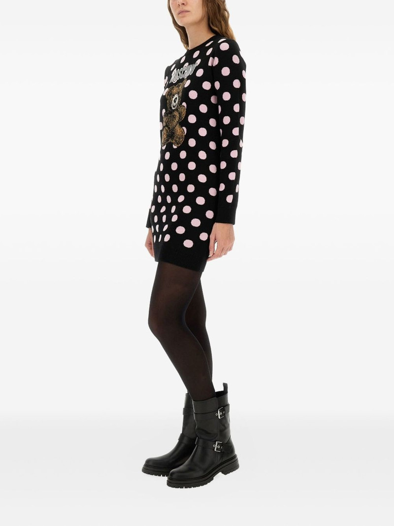 Moschino polka-dot pattern teddy-embellishment mini dress outlook