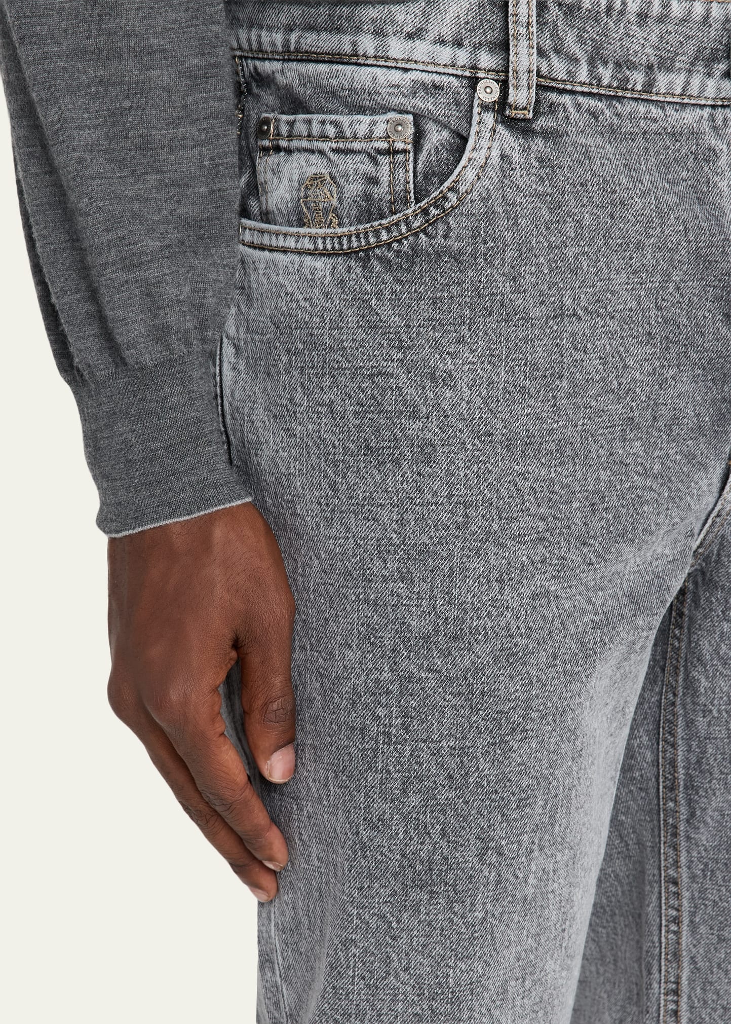 Men's Straight-Leg Grey Denim Jeans - 5