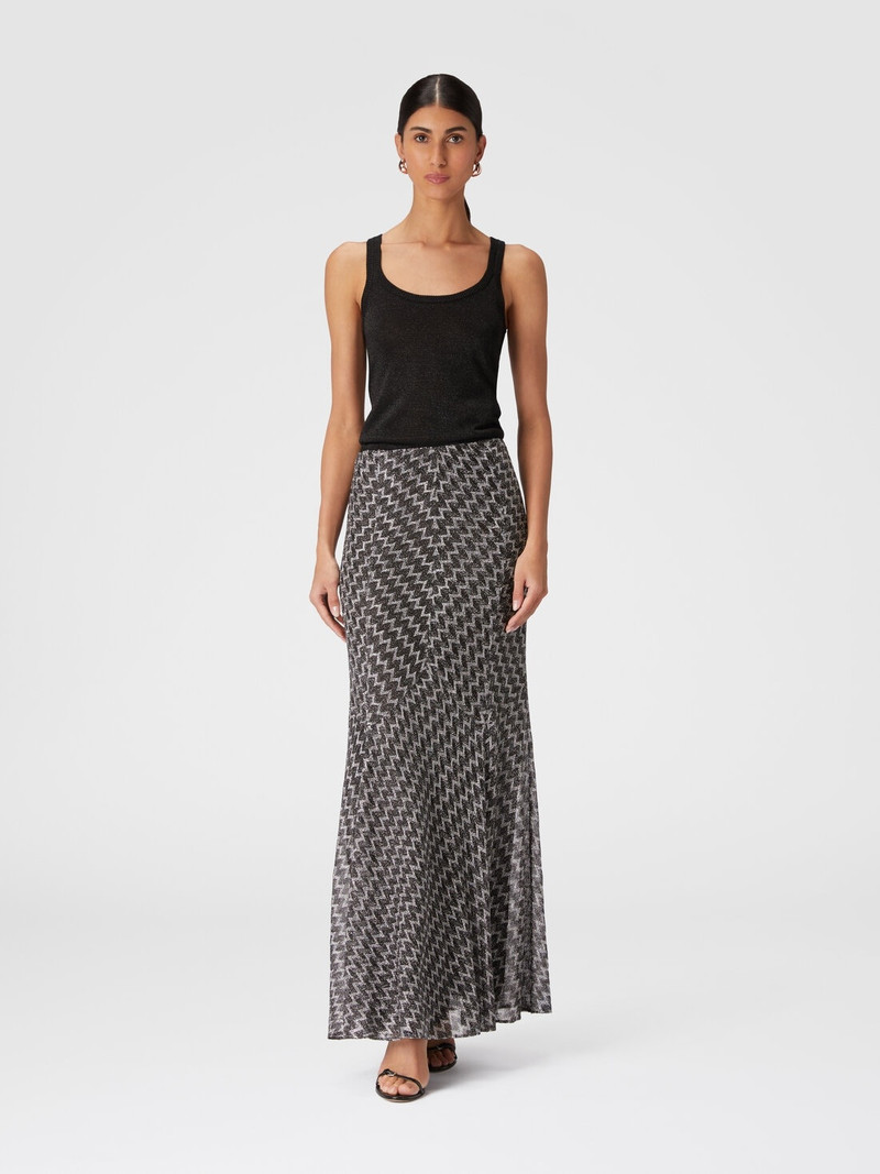 Missoni Long flared skirt in zig zag lamé viscose blend outlook