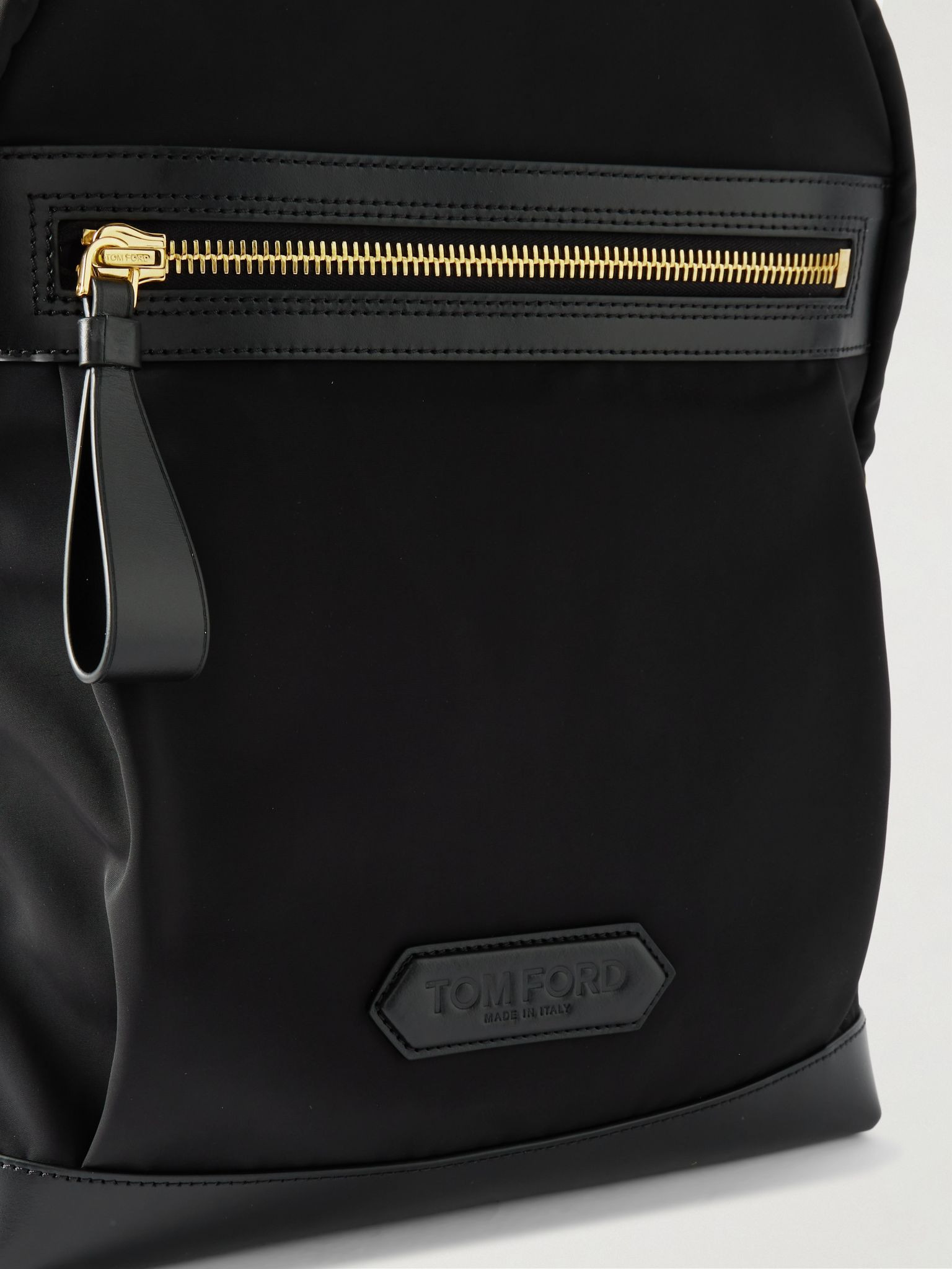 Leather-Trimmed Shell Backpack Black - 4