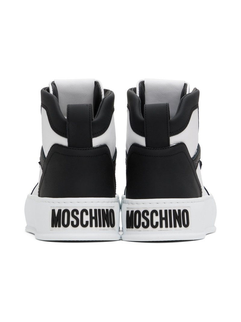 White & Black Bumps & Stripes High-Top Sneakers 2