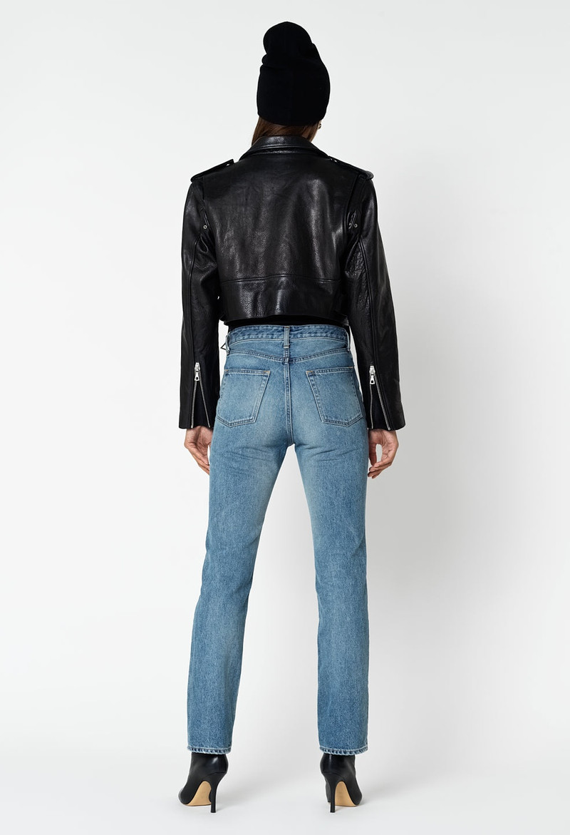 LEATHER CROPPED BIKER JACKET 3